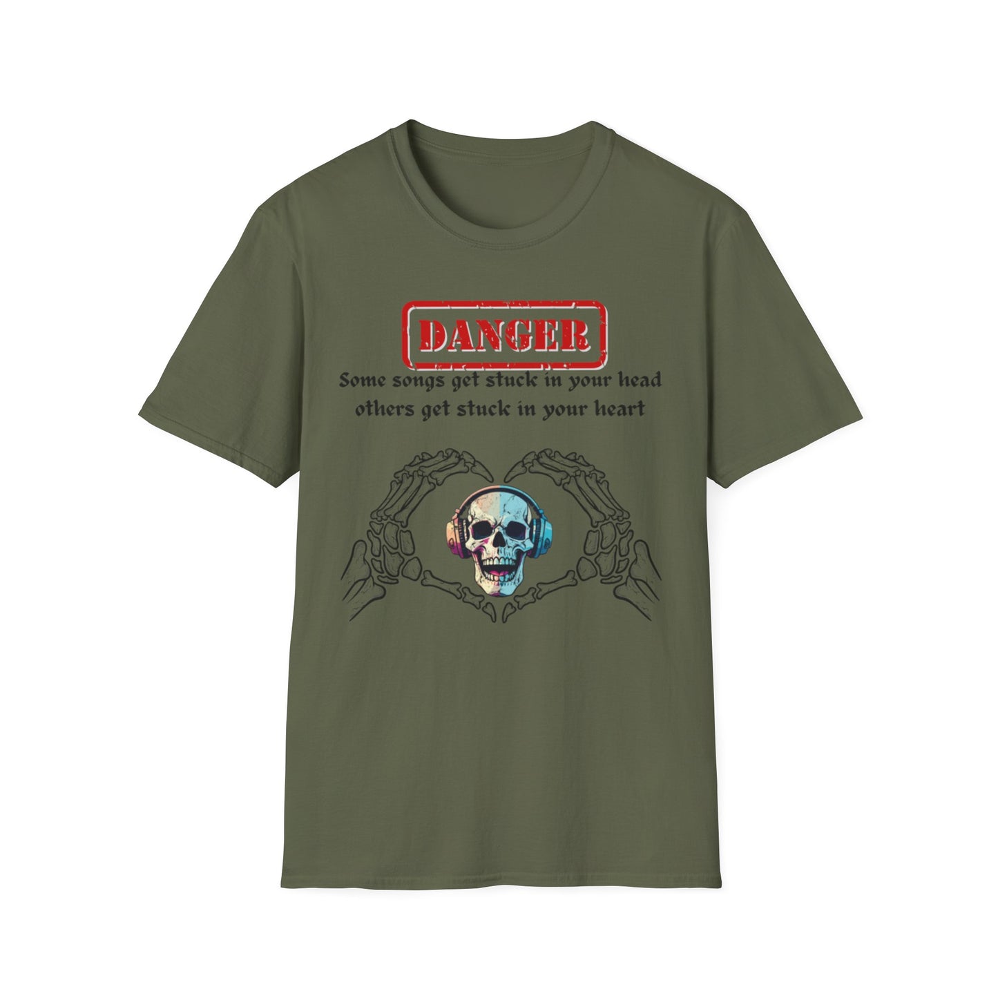 Skull Heart T-Shirt, Edgy Music Lover Tee, Unisex Graphic Shirt, Unique Gift for Friends, Casual Wear, Halloween Fashion
