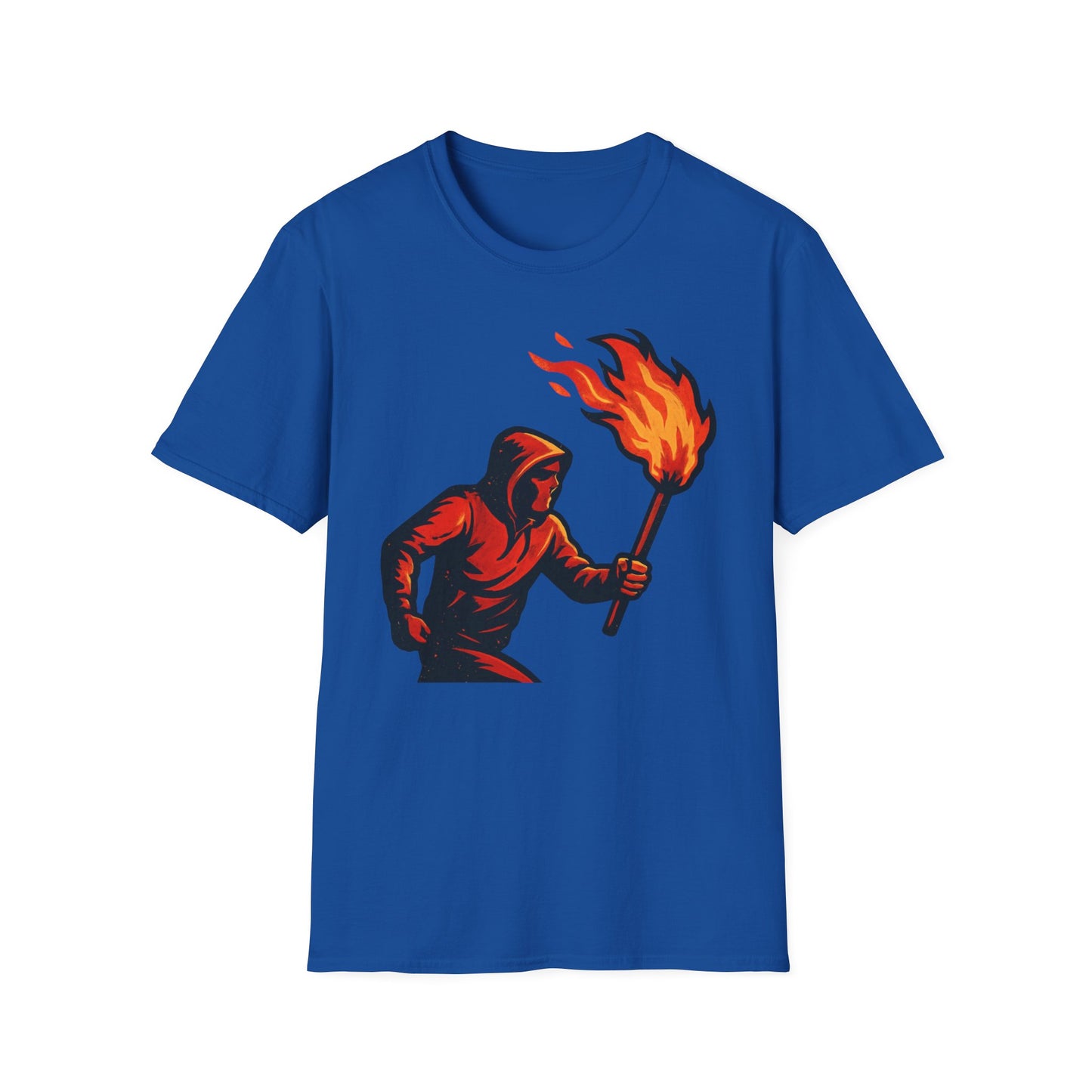 Hooded Figure with Torch T-Shirt | Flame Riot Graphic Tee