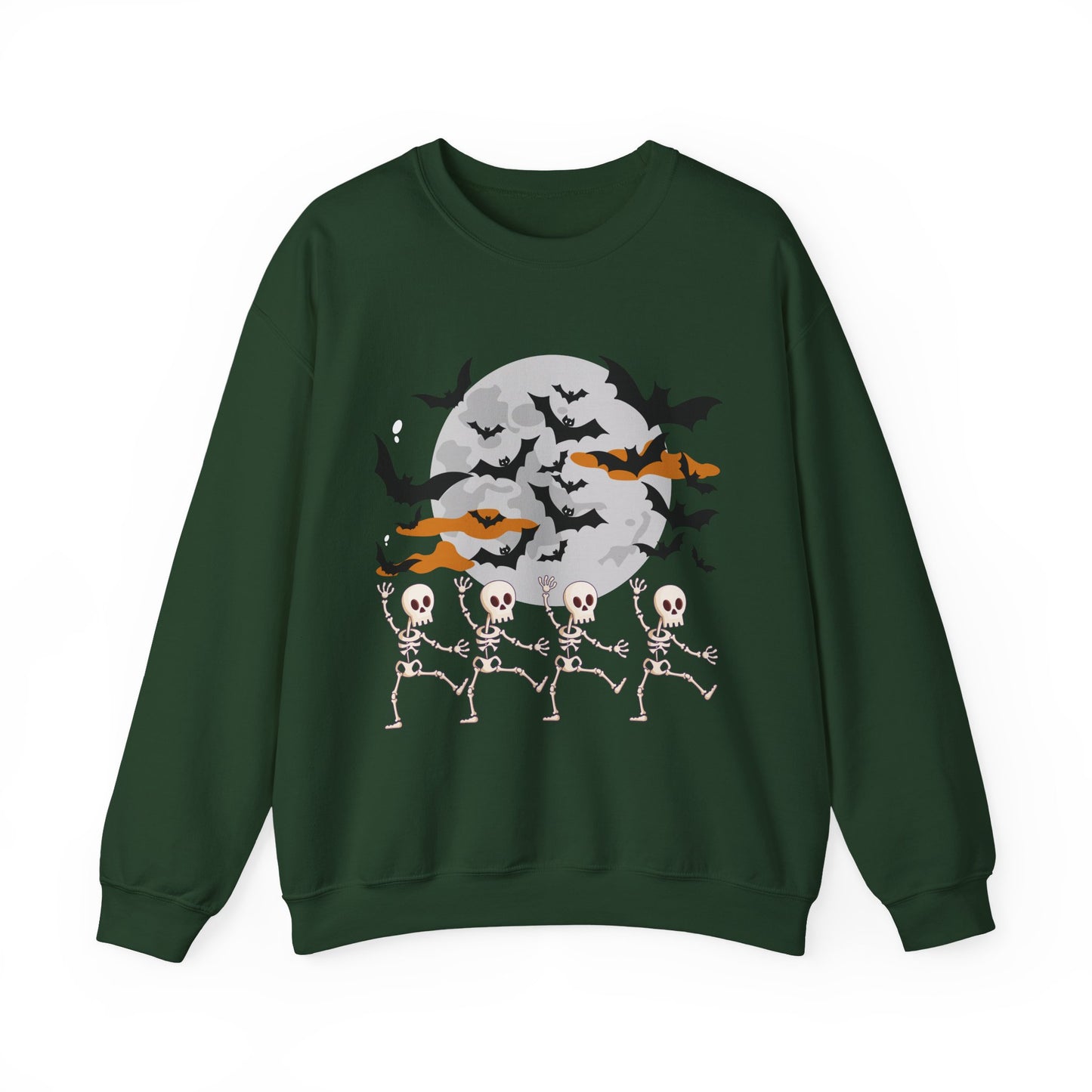 Spooky Skeleton Halloween Sweatshirt, Cozy Crewneck Pullover, Unisex Halloween Apparel, Fall Fashion, Perfect for Pumpkin Patches