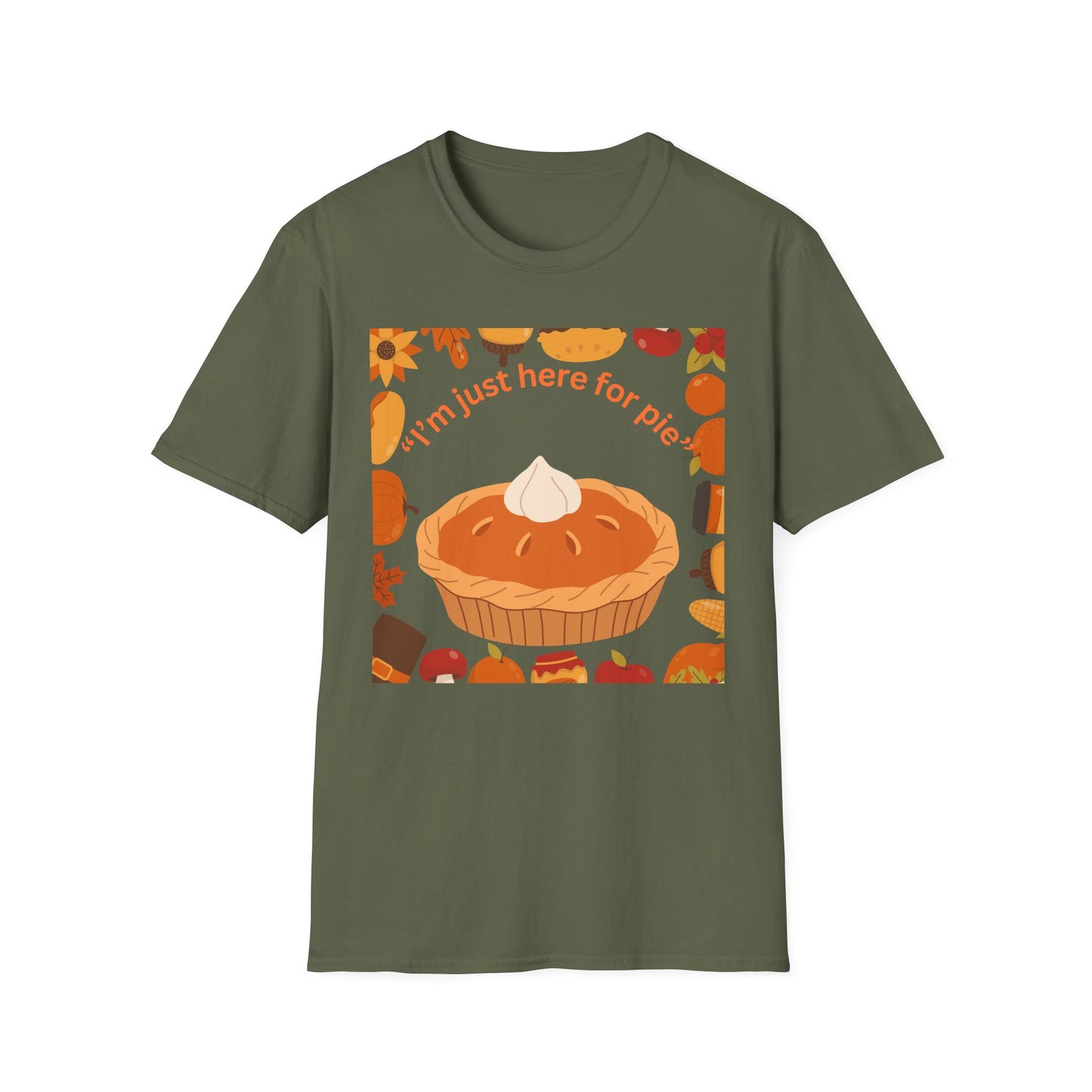 Unisex Softstyle T-Shirt with Fun Pie Design, Perfect for Fall Gatherings, Thanksgiving, Casual Wear, Gift for Bakers, Food Lovers