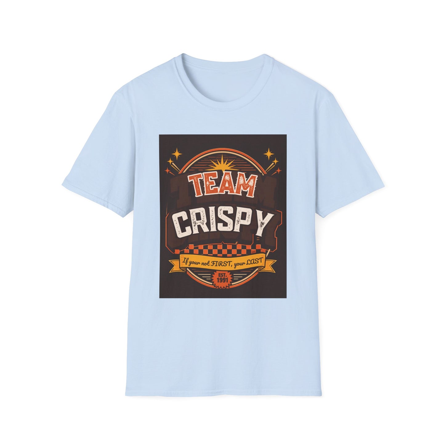 Team Crispy T-Shirt | Retro Badge Snack Lover Tee