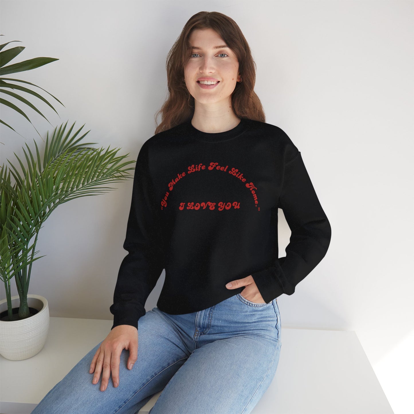 I Love You Crewneck Sweatshirt — Retro Red Script Valentine Sweatshirt