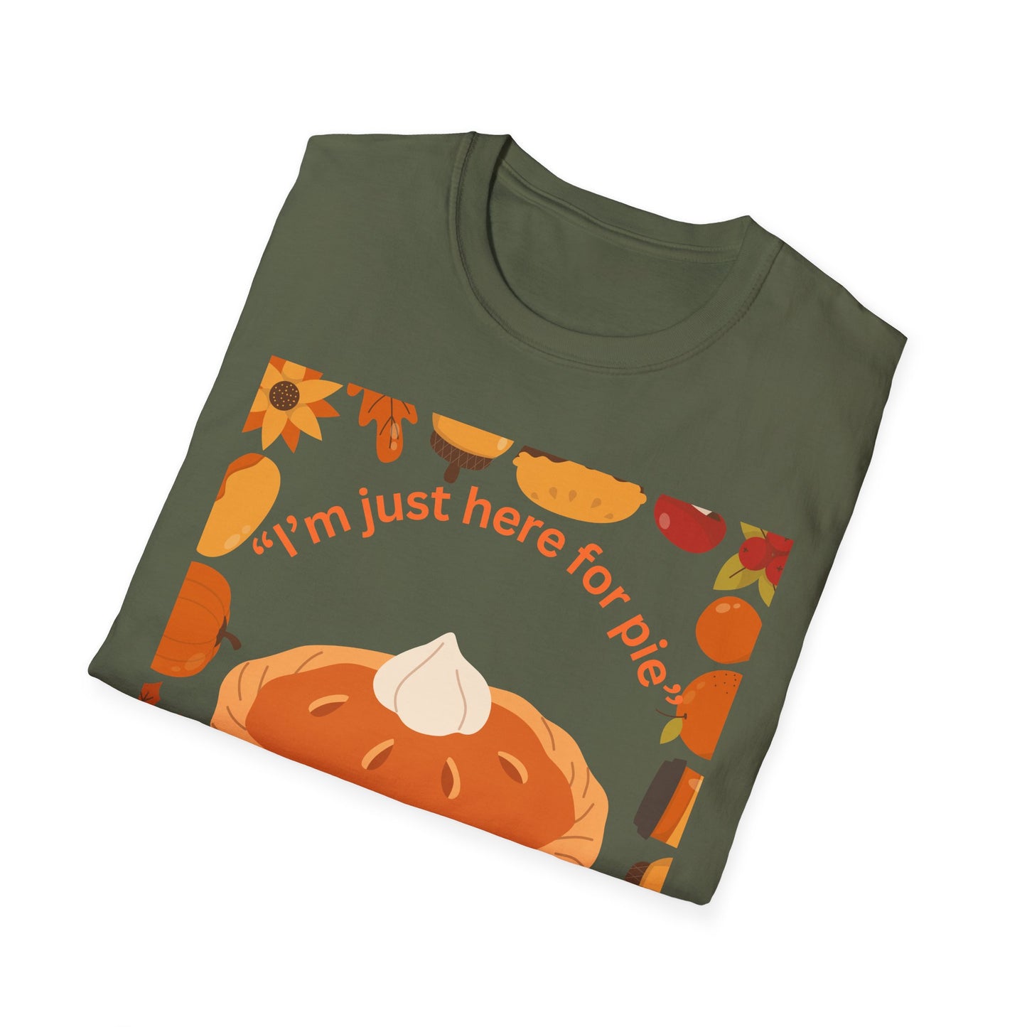 Unisex Softstyle T-Shirt with Fun Pie Design, Perfect for Fall Gatherings, Thanksgiving, Casual Wear, Gift for Bakers, Food Lovers