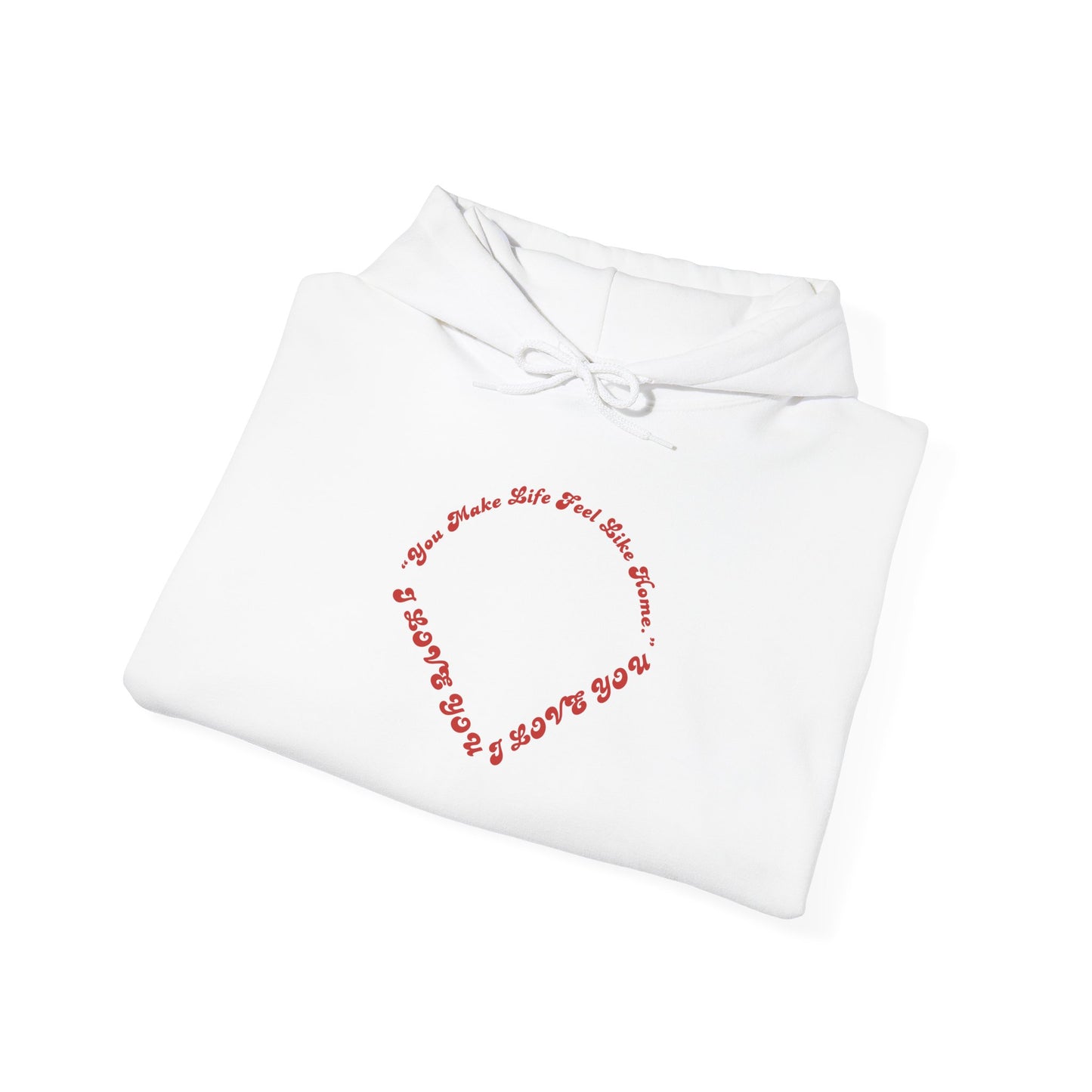 Heart Script Hoodie — Minimal Heart Text Graphic Pullover