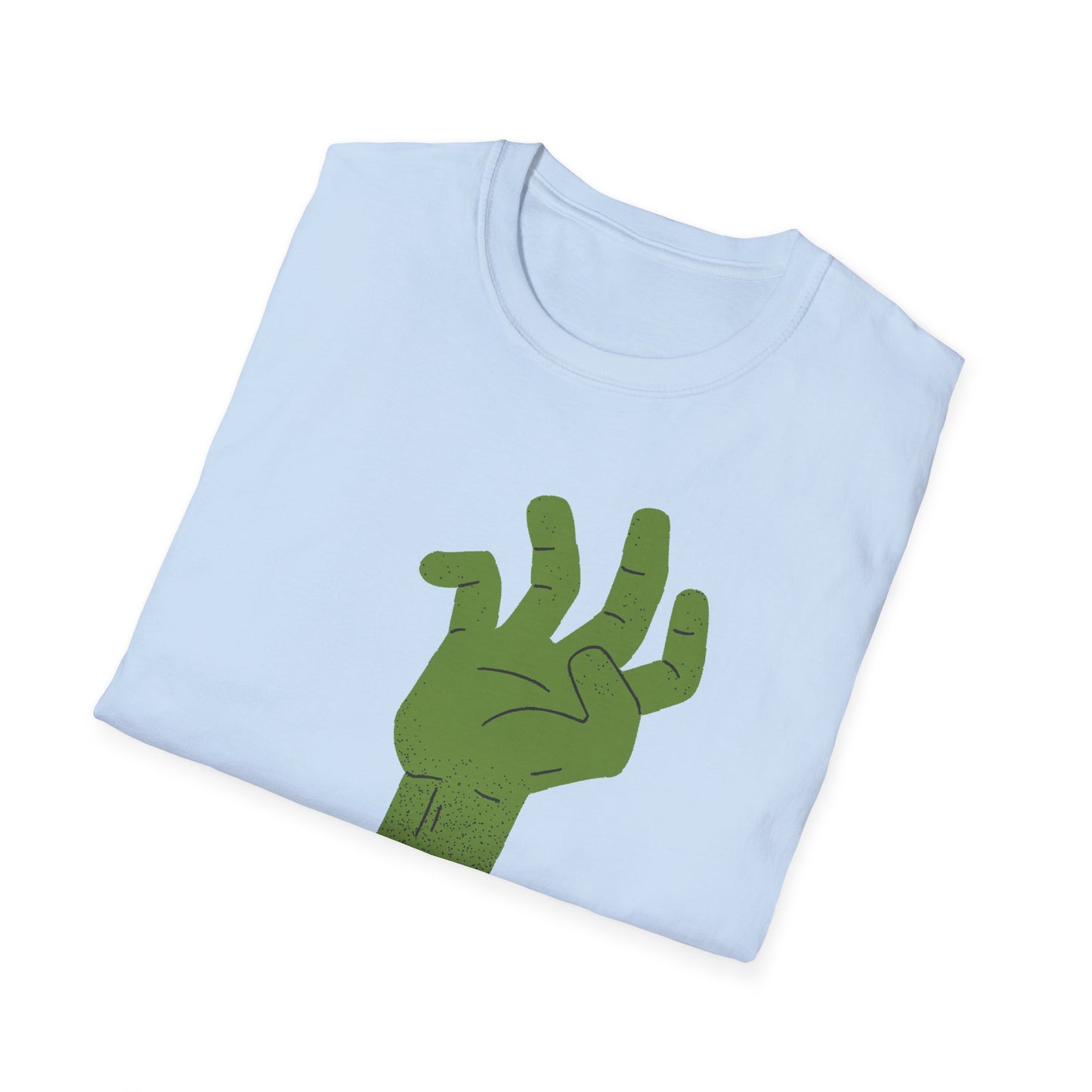 Zombie Hand Unisex Softstyle T-Shirt, Halloween Shirt, Casual Wear, Graphic Tee, Gift for Horror Fans, Spooky Apparel, Unisex Fashion