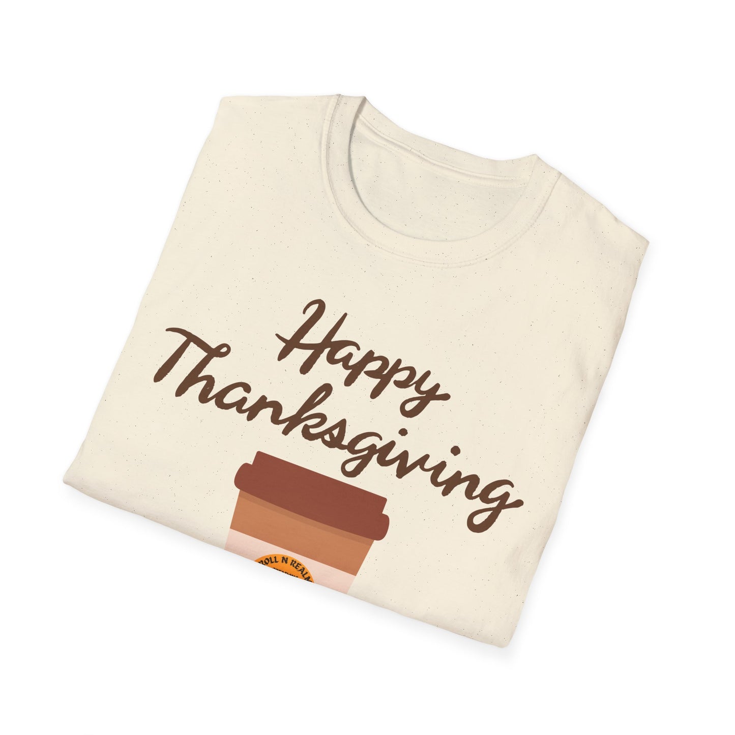 Thanksgiving Coffee T-Shirt - Unisex Softstyle Tee for Fall Celebrations, Autumn Apparel, Holiday Gathering, Family Gatherings, [...]