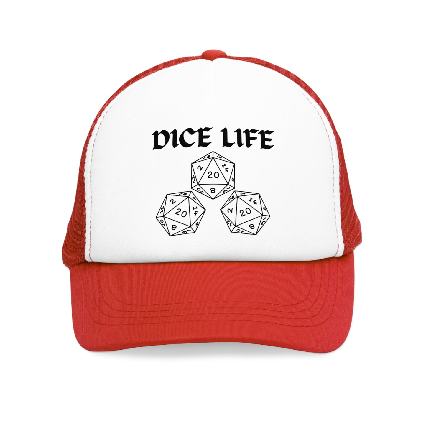 Dice Life Mesh Cap for Gamers, Trucker Hat for D&D Fans, Adjustable Snapback, Gift for Tabletop Enthusiasts, RPG Accessory