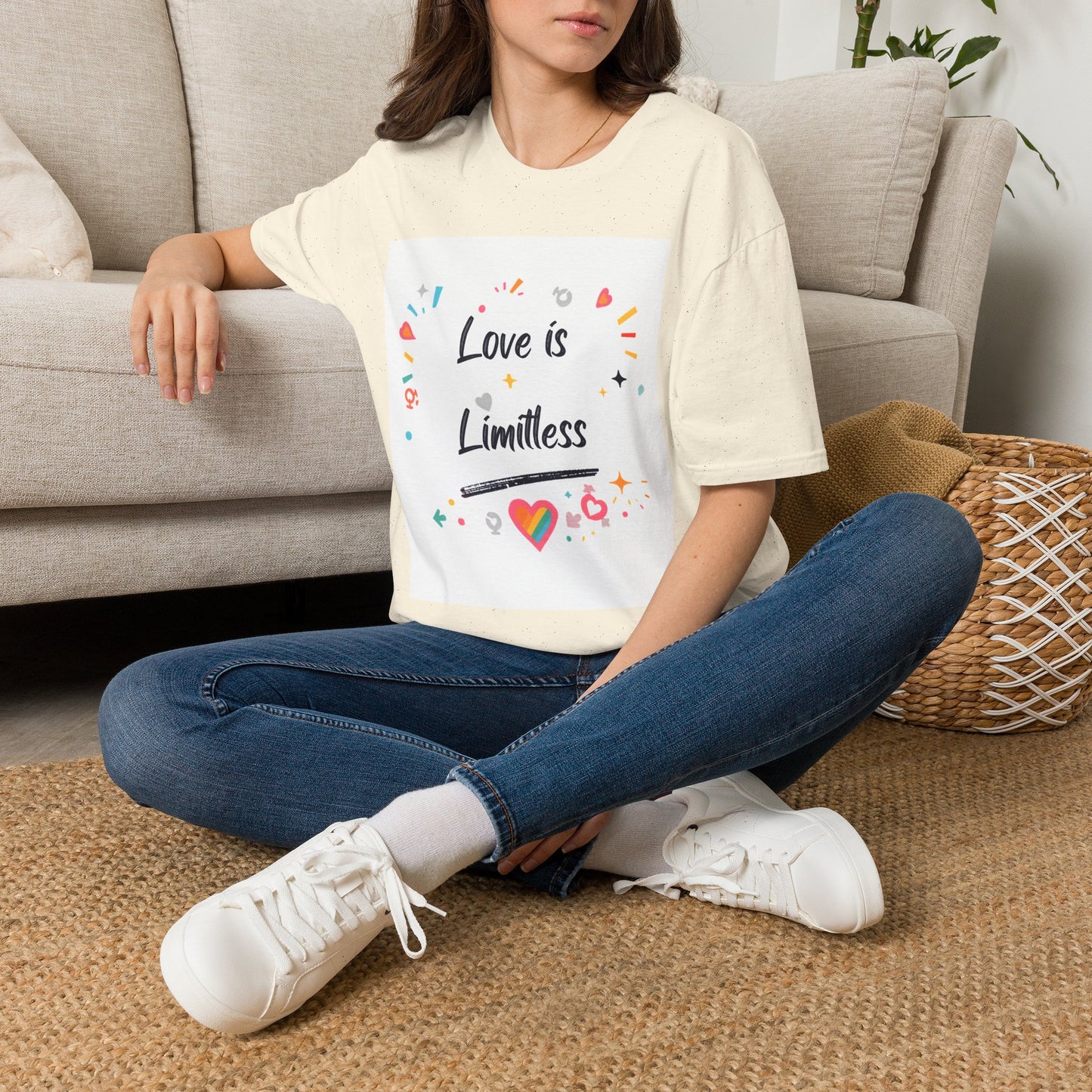 Love Is Limitless T-Shirt | Inspirational Pride Rainbow Heart Design