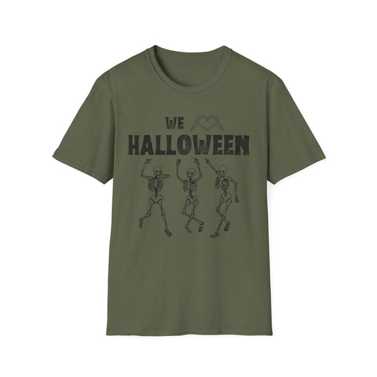 Halloween Skeleton Unisex T-Shirt, Softstyle Tee, Seasonal Shirt, Spooky Apparel, Halloween Gift Idea, All Ages Celebration Wear