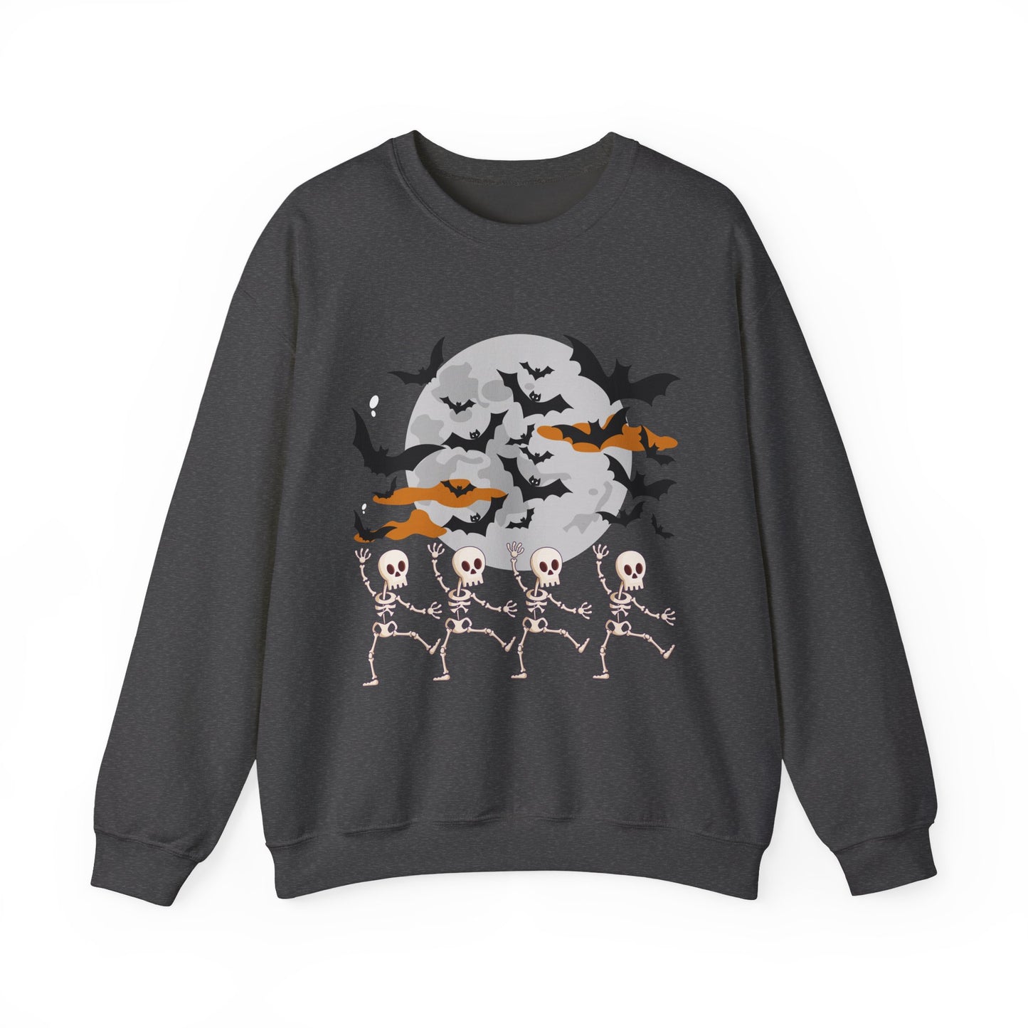 Spooky Skeleton Halloween Sweatshirt, Cozy Crewneck Pullover, Unisex Halloween Apparel, Fall Fashion, Perfect for Pumpkin Patches