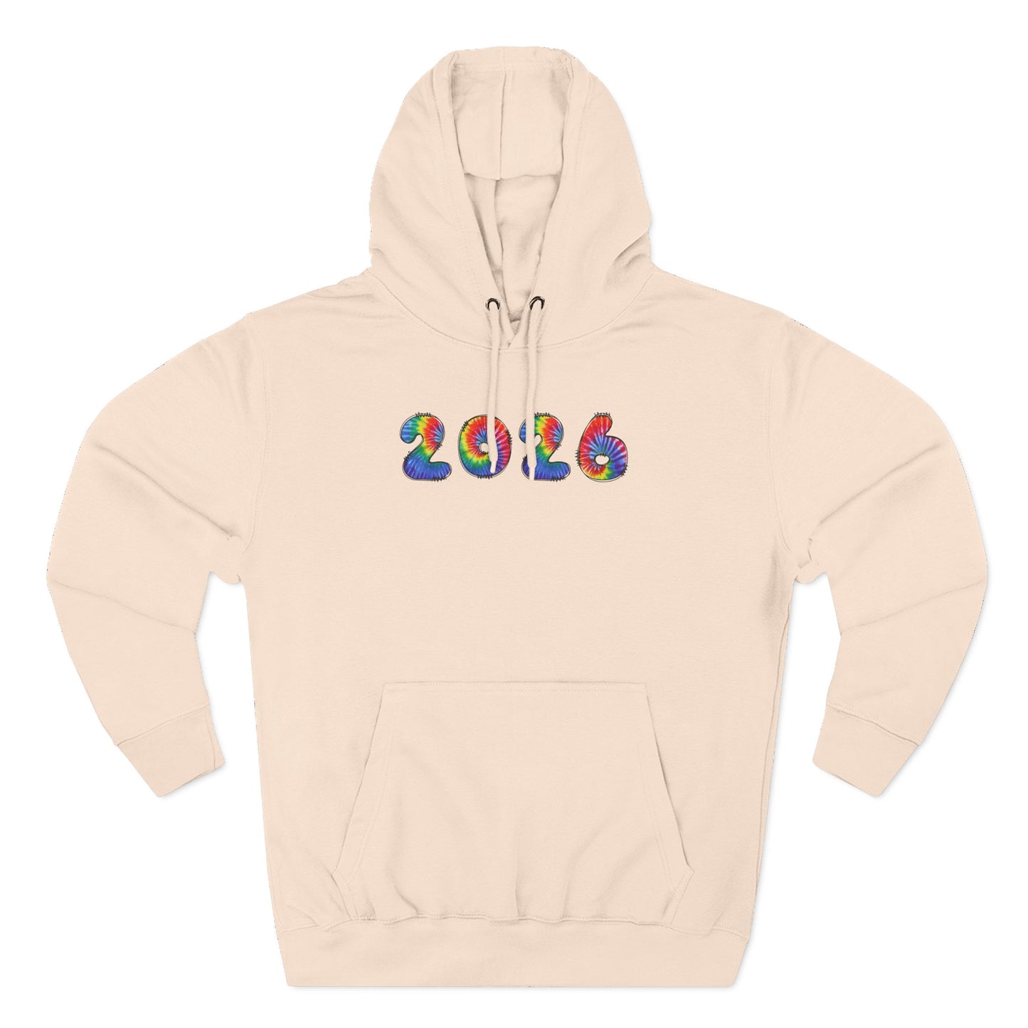 2026 Colorful Tie Dye Numbers Hoodie | New Year Retro Rainbow Design