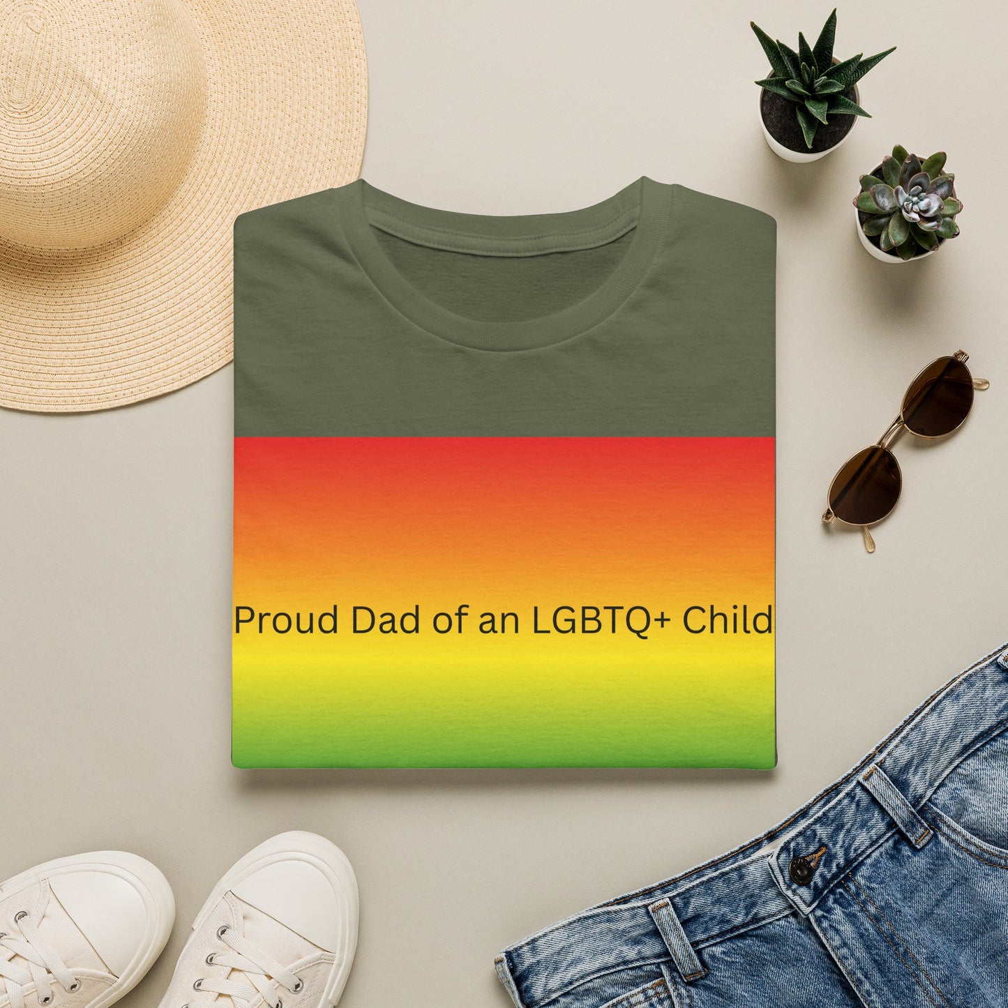 Proud Dad of an LGBTQ+ Child T-Shirt | Rainbow Pride Tee