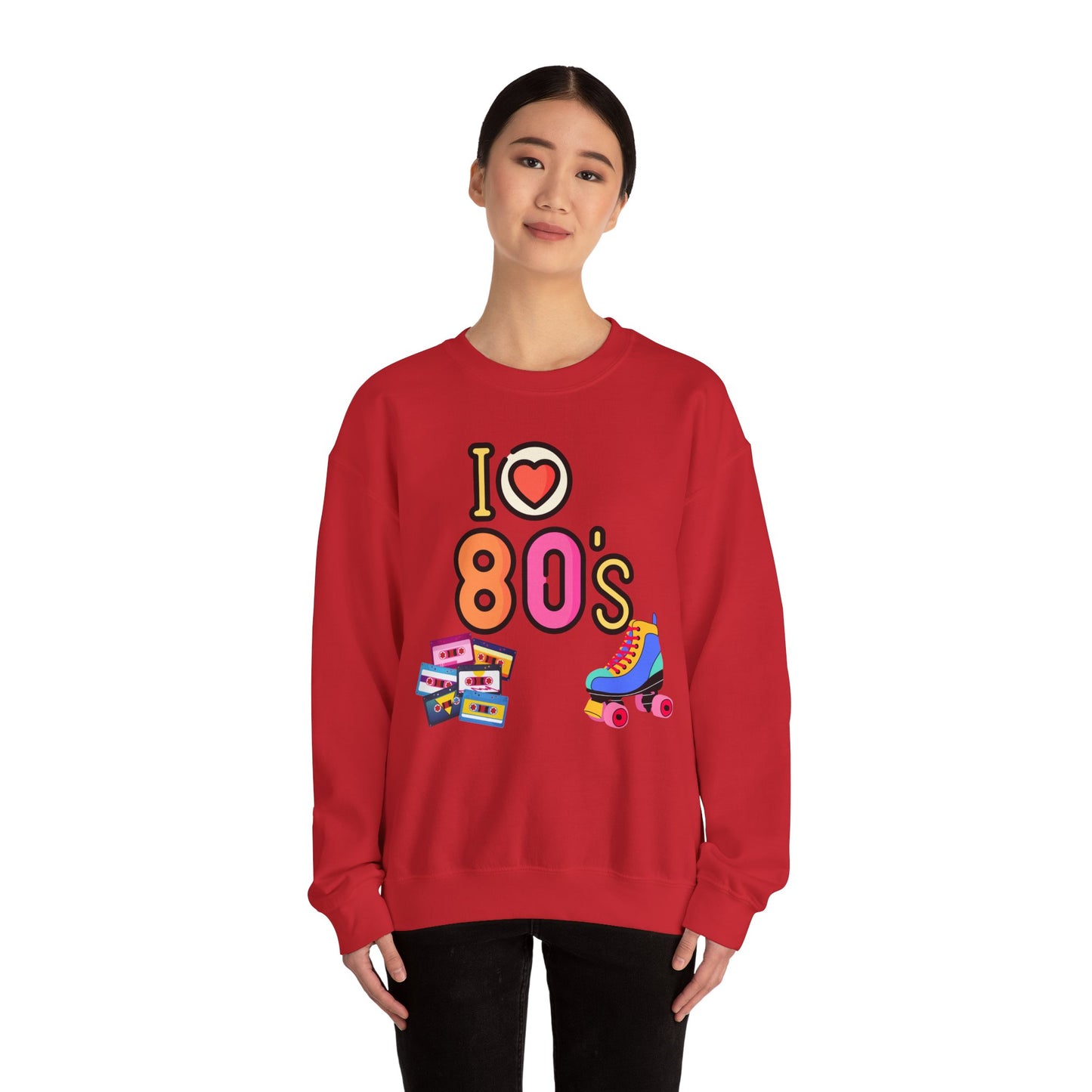 I Heart 80's Roller Skate Sweatshirt | Retro Tape Cassette 80s