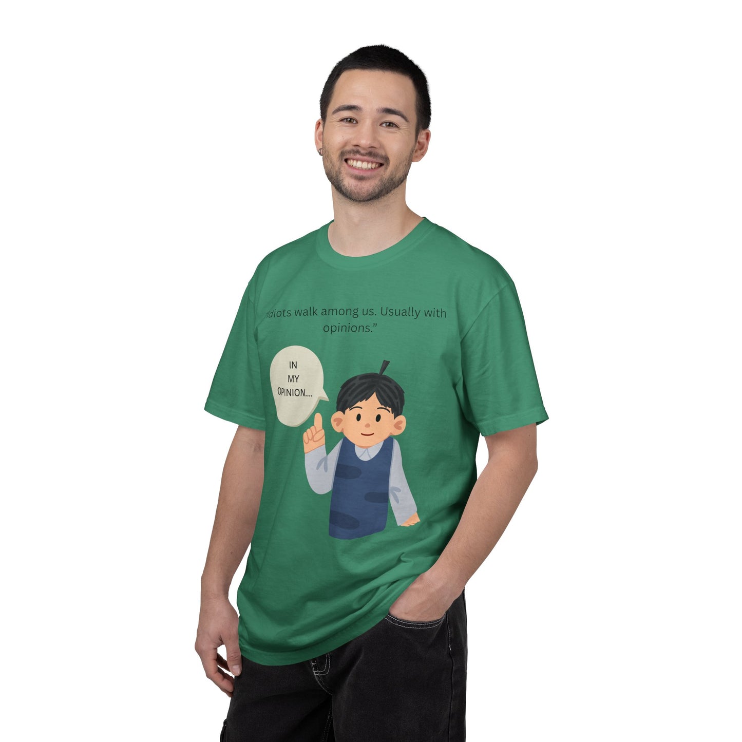Idiots walk among us usually with opinions Boy Illustration T Shirt | Funny Sarcastic Tee
