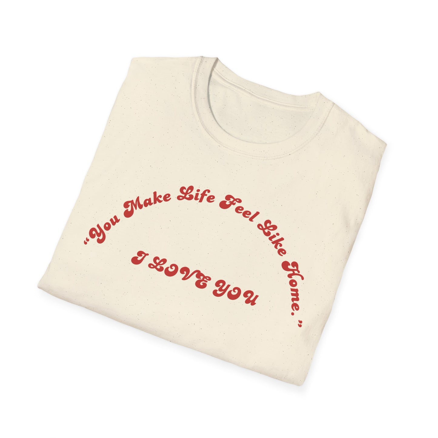 I Love You Graphic Tee — Romantic Red Script Chest Shirt