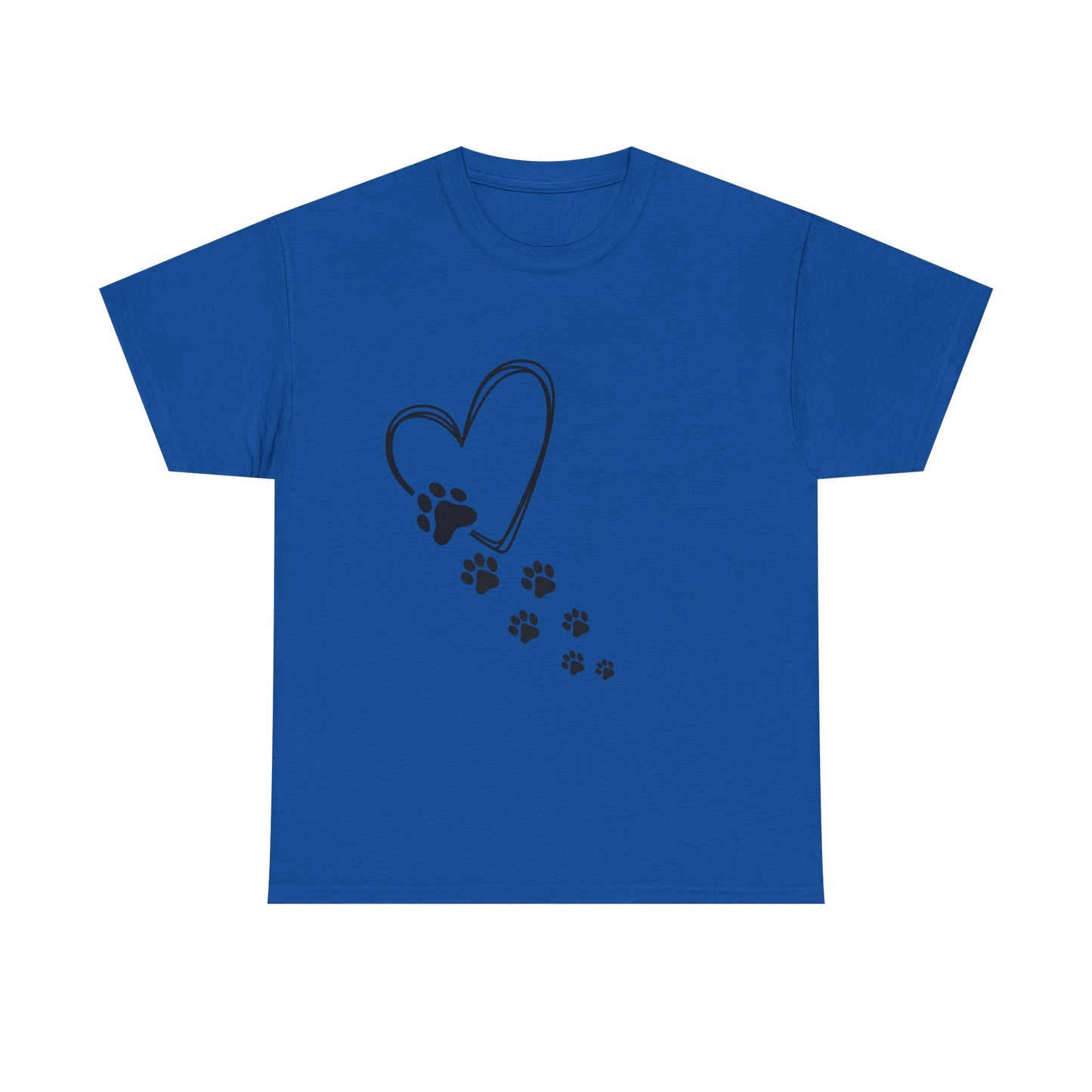 Paw Print Heart Unisex Heavy Cotton Tee, Pet Lover Gift, Animal Adoption Awareness, Dog Mom Shirt, Casual Everyday Wear, Perfect for