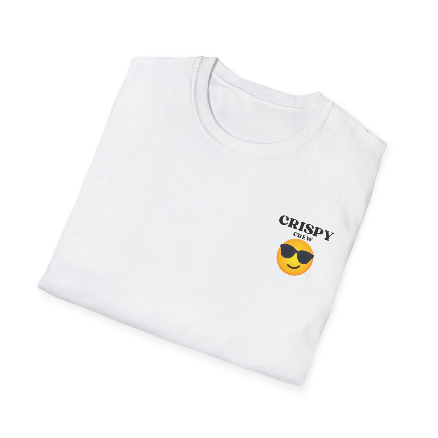 Crispy Crew Unisex Softstyle T-Shirt, Funny Emoji Tee, Casual Summer Shirt, Gift for Friends, Relaxed Fit Clothing