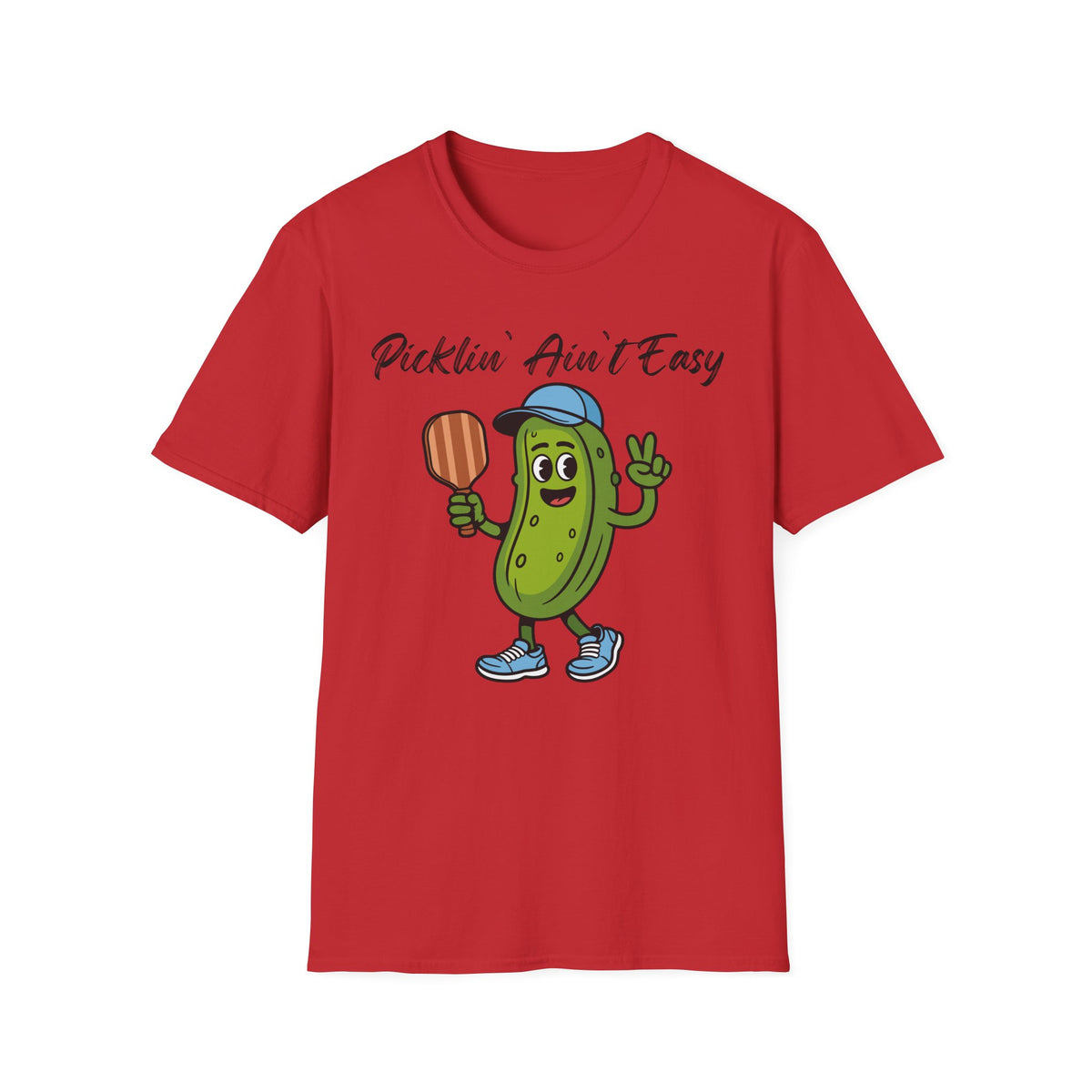 Picklin Ain't Easy Pickle Character T-Shirt | Cartoon Pickle with Paddle