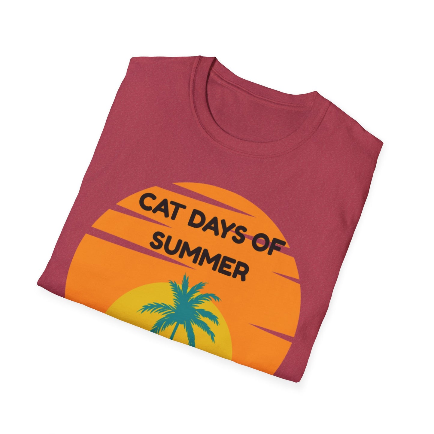 Cat Days of Summer Unisex Softstyle T-Shirt, Cute Cat Shirt, Summer Tee, Vacation Top, Animal Lover Gift, Fun Relaxed Fit