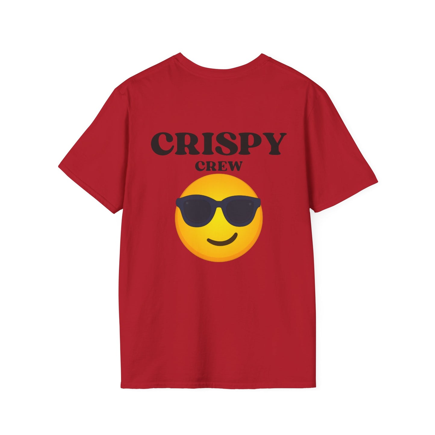 Crispy Crew Unisex Softstyle T-Shirt, Funny Emoji Tee, Casual Summer Shirt, Gift for Friends, Relaxed Fit Clothing