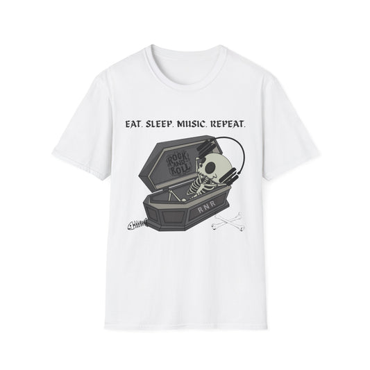 Skeleton Music Vibes Unisex Softstyle T-Shirt | Rock Music Lovers Tee, Concert Shirt, Halloween Apparel, Gift for Musicians