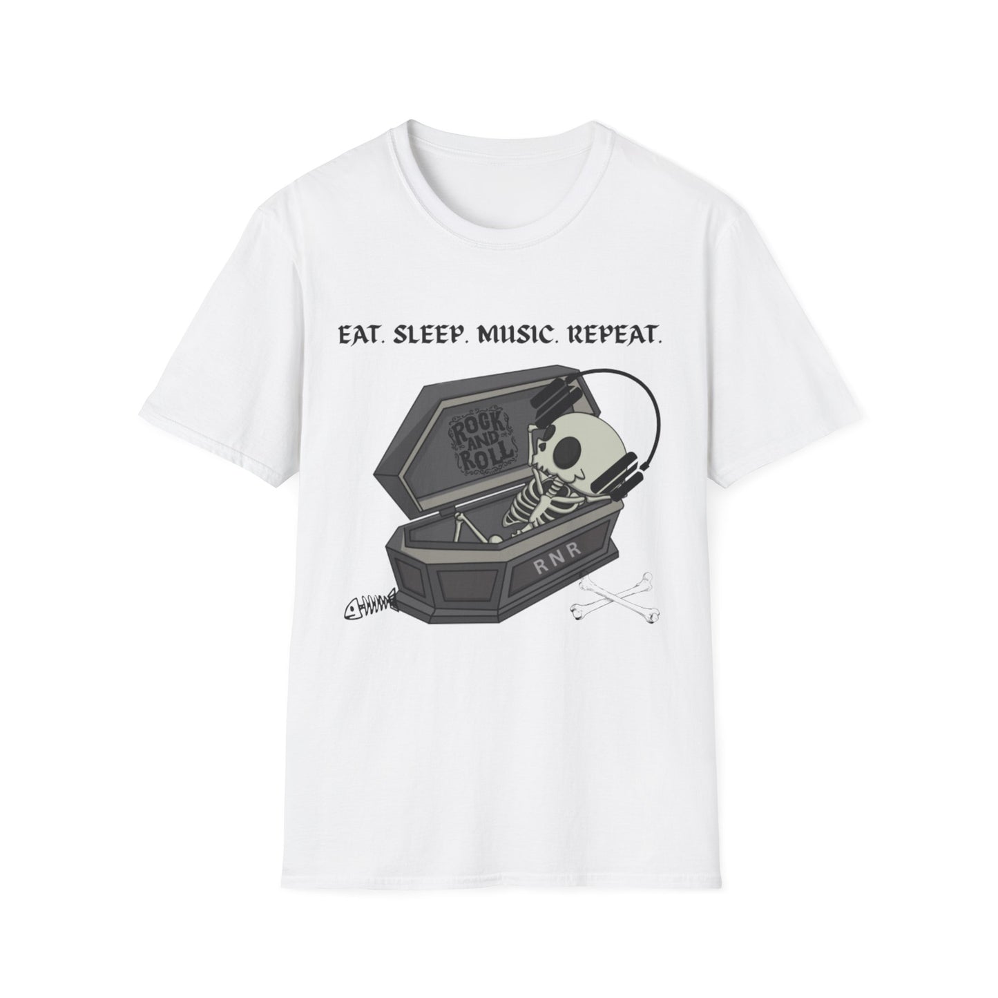 Skeleton Music Vibes Unisex Softstyle T-Shirt | Rock Music Lovers Tee, Concert Shirt, Halloween Apparel, Gift for Musicians