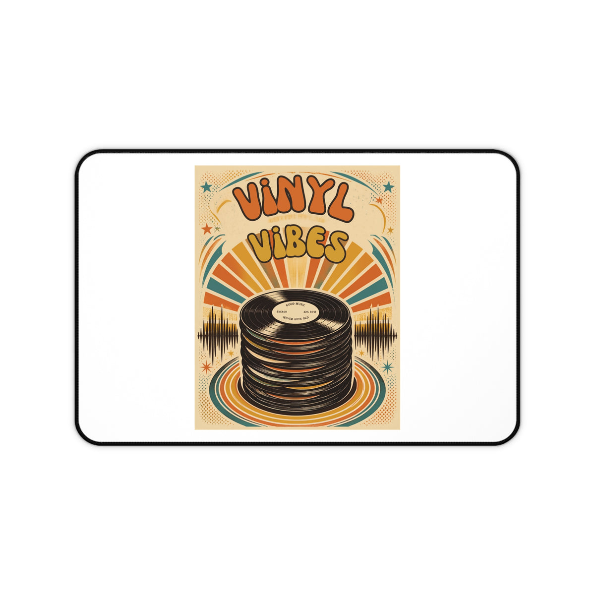 Vinyl Vibes record stack Desk Mat | Retro music poster