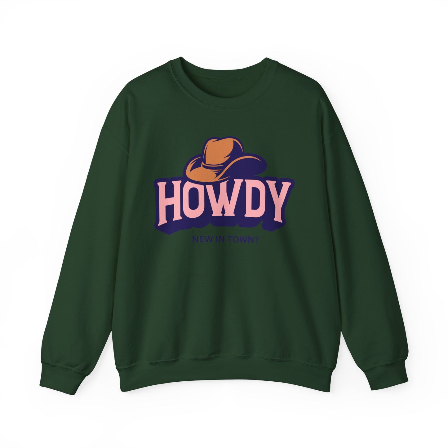 Howdy Cowboy Hat crewneck sweatshirt | Western graphic, New in Town text
