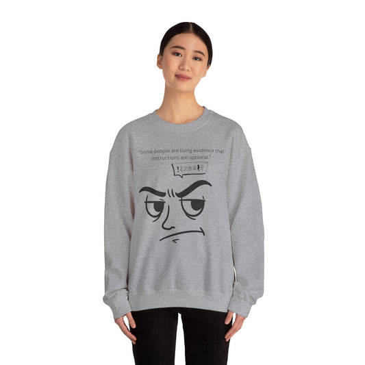 Sarcastic Raised Eyebrow Face Sweatshirt | Funny Instructional Quote