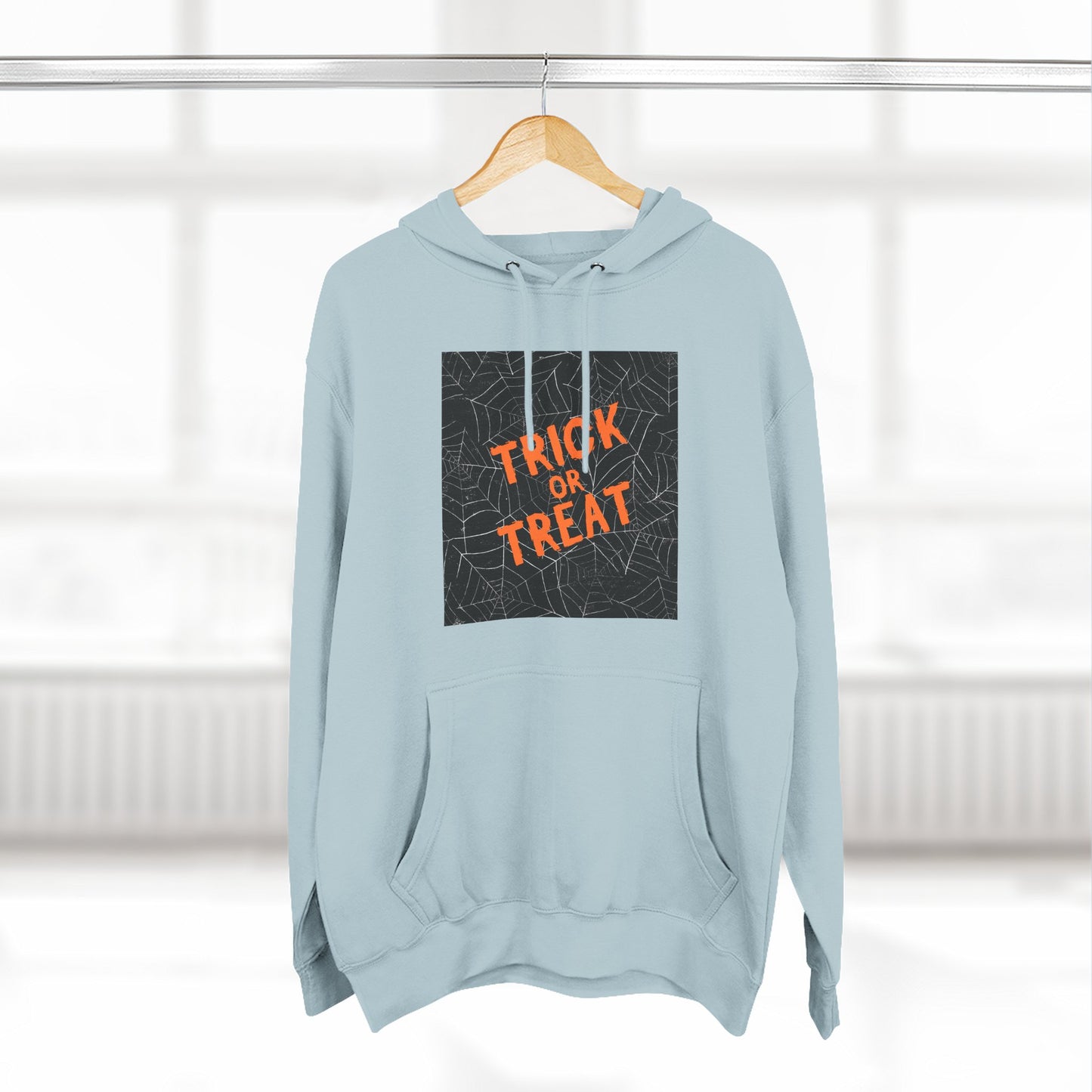 Halloween Trick or Treat Fleece Hoodie, Cozy Fall Apparel, Perfect for Costume Parties, Autumn Chill, Ghostly Gatherings, Comfortable Gift