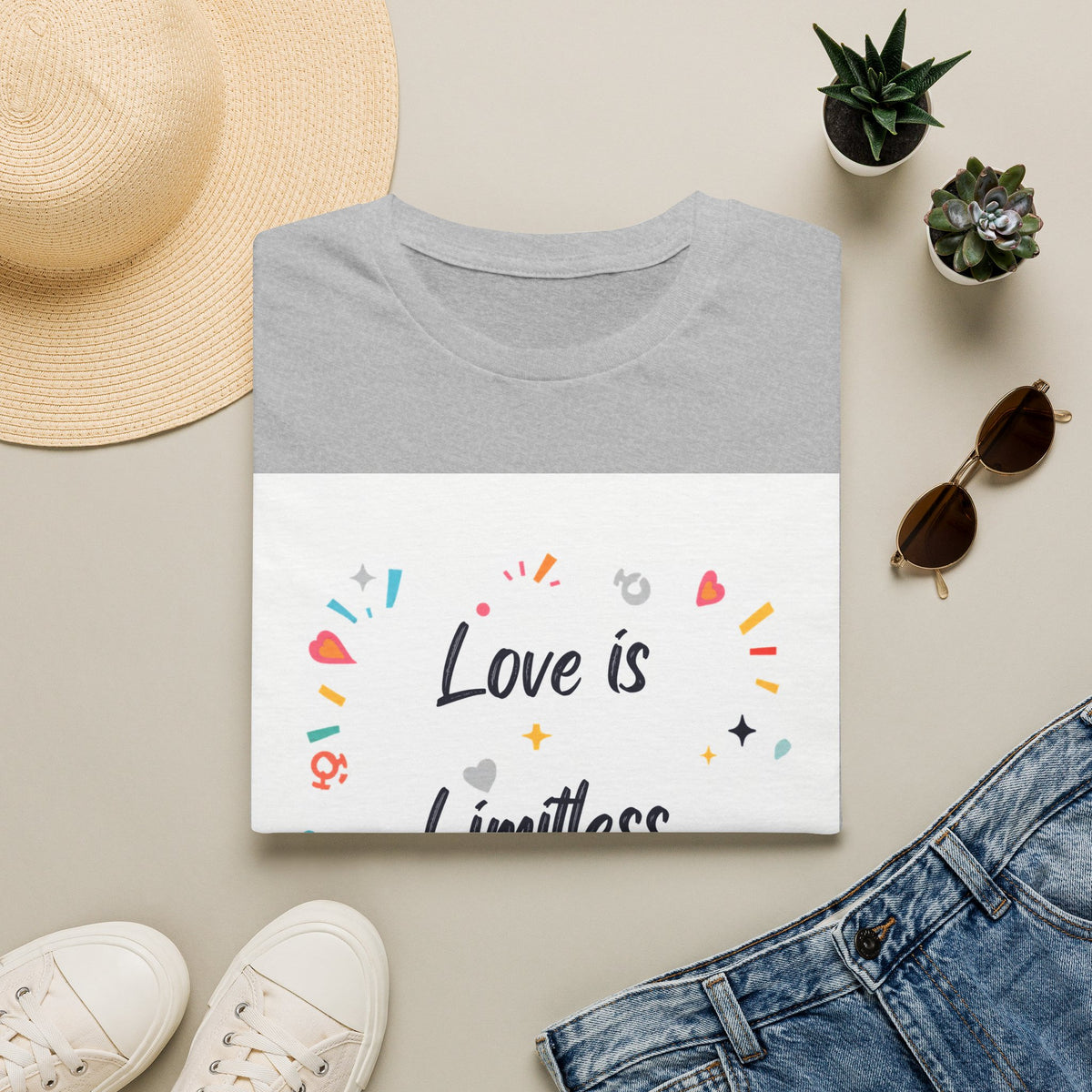 Love Is Limitless T-Shirt | Inspirational Pride Rainbow Heart Design