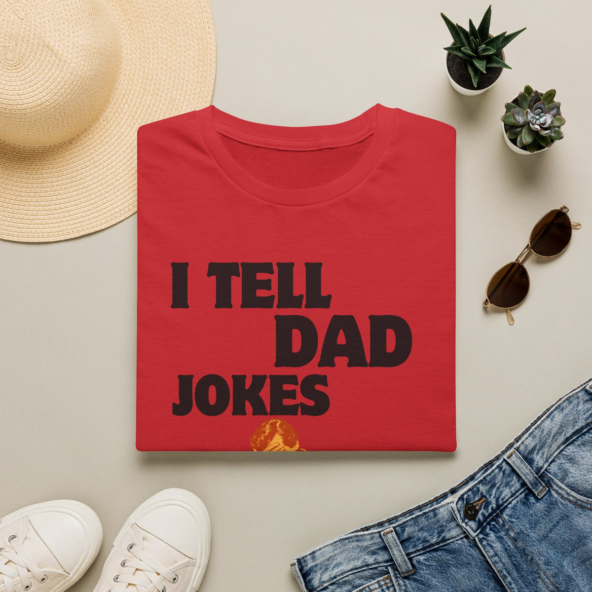 I Tell Dad Jokes shirt | Funny Dad Joke Tee with Facepalm Illustration
