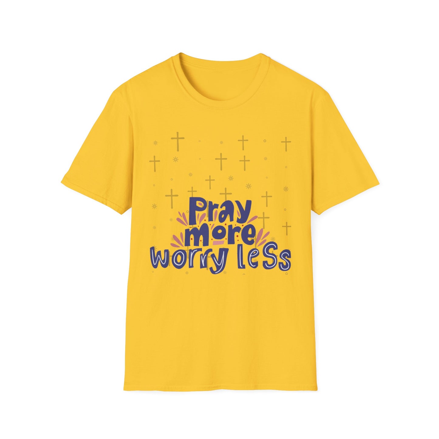 Pray More Worry Less Unisex T-Shirt, Inspirational Tee for Faith, Religious Gift, Casual Wear, Positive Vibes Apparel