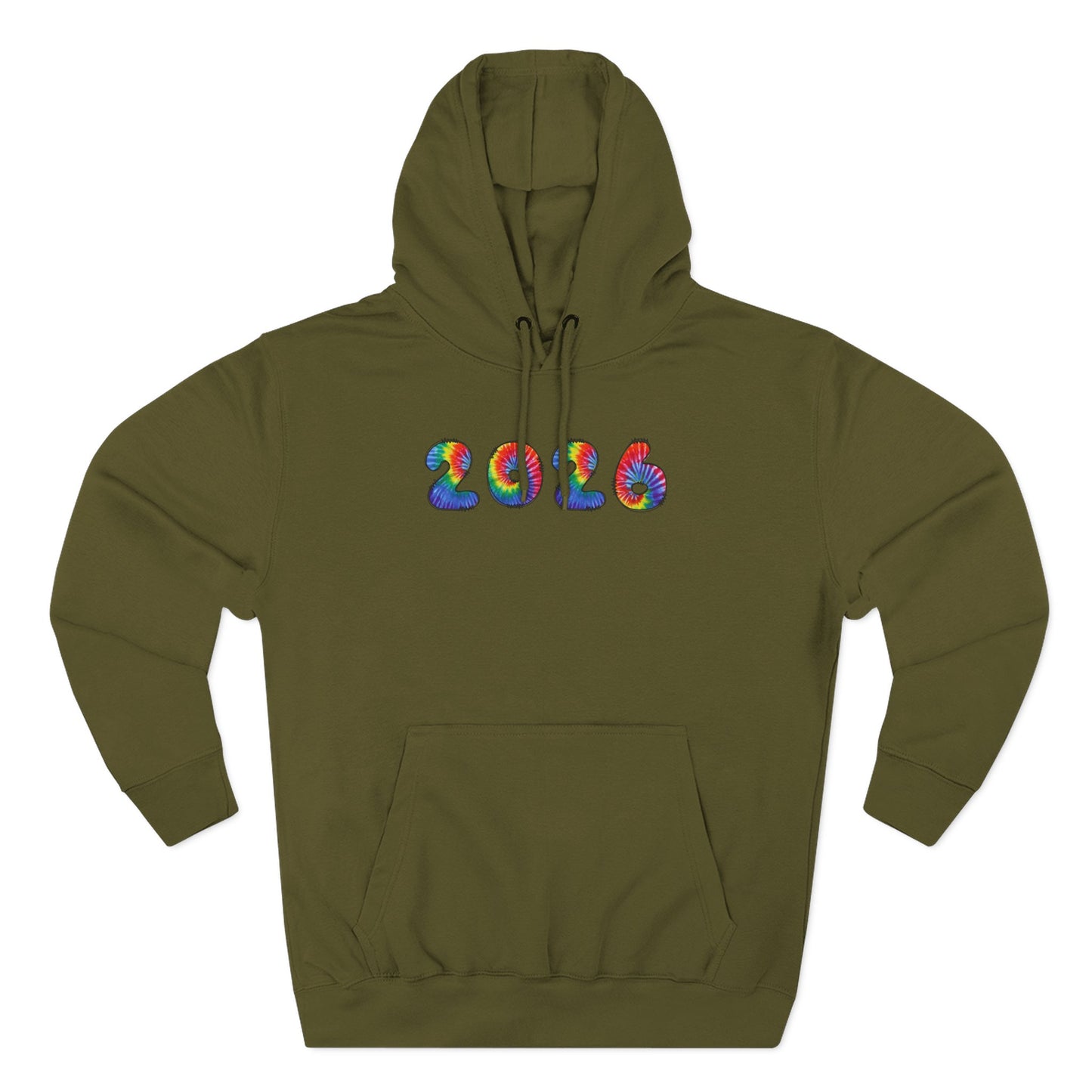 2026 Colorful Tie Dye Numbers Hoodie | New Year Retro Rainbow Design