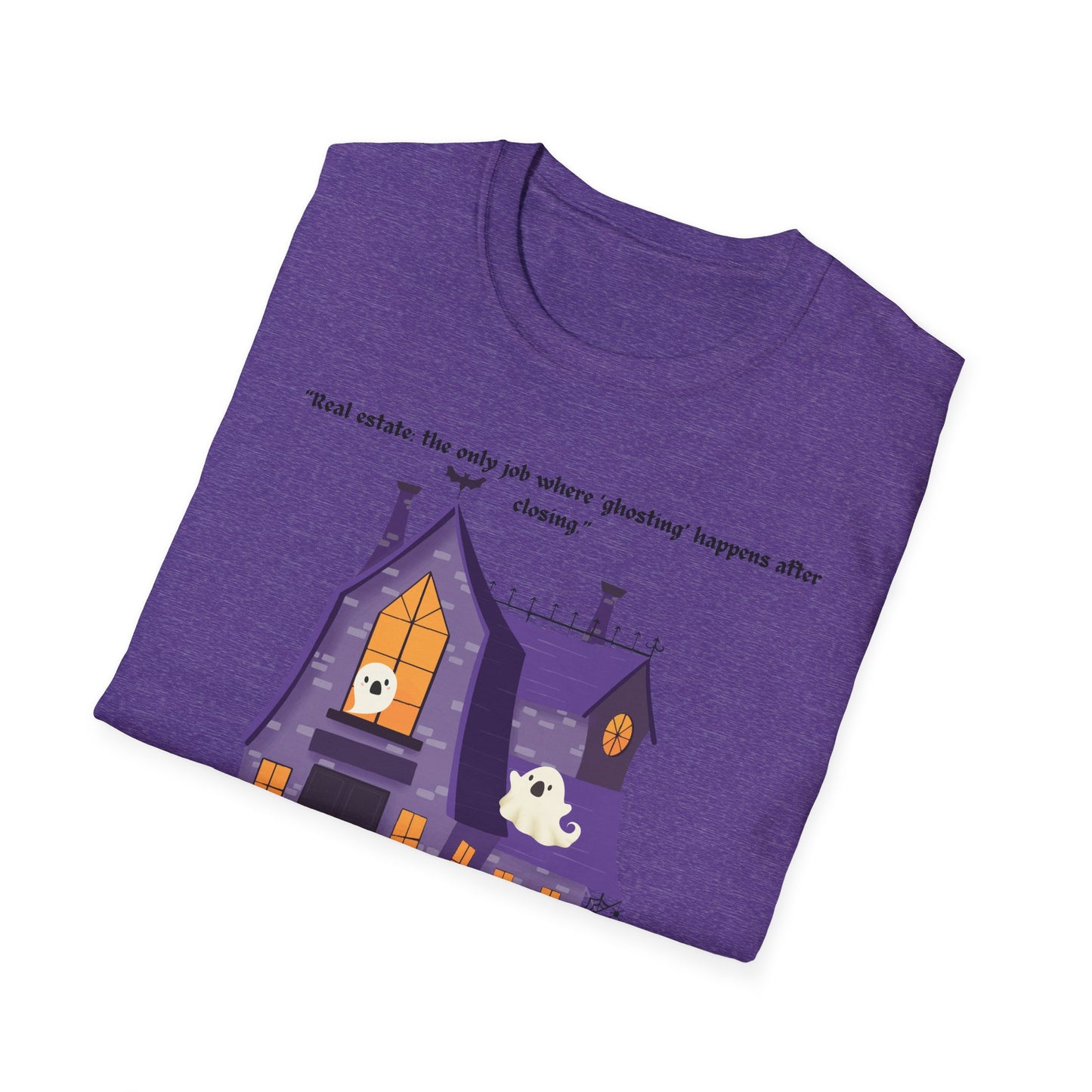 REAL ESTATE Halloween Haunted House T-Shirt, Unisex Softstyle Tee, Spooky Shirt, Fall Festivities, Trick or Treat Apparel