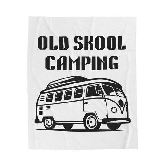 Retro Camping Blanket, Cozy Throw for Campers, Vintage Van Design, Outdoor Adventure Gift, Perfect for Campfires
