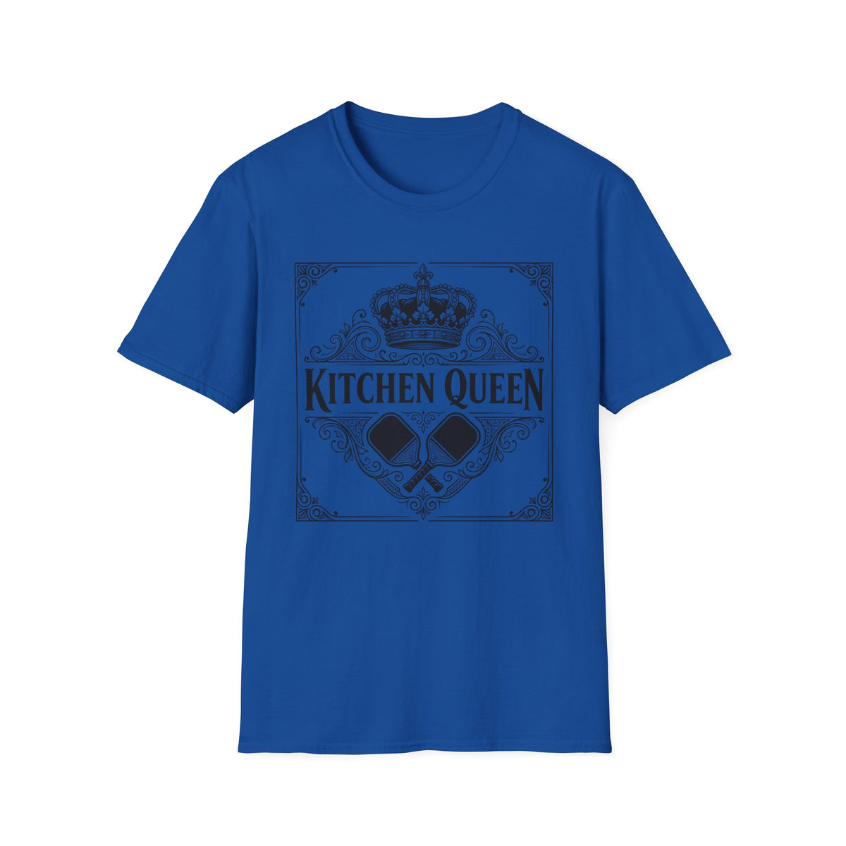 Kitchen Queen T-Shirt | Crown, Spatula, Vintage Scroll Design