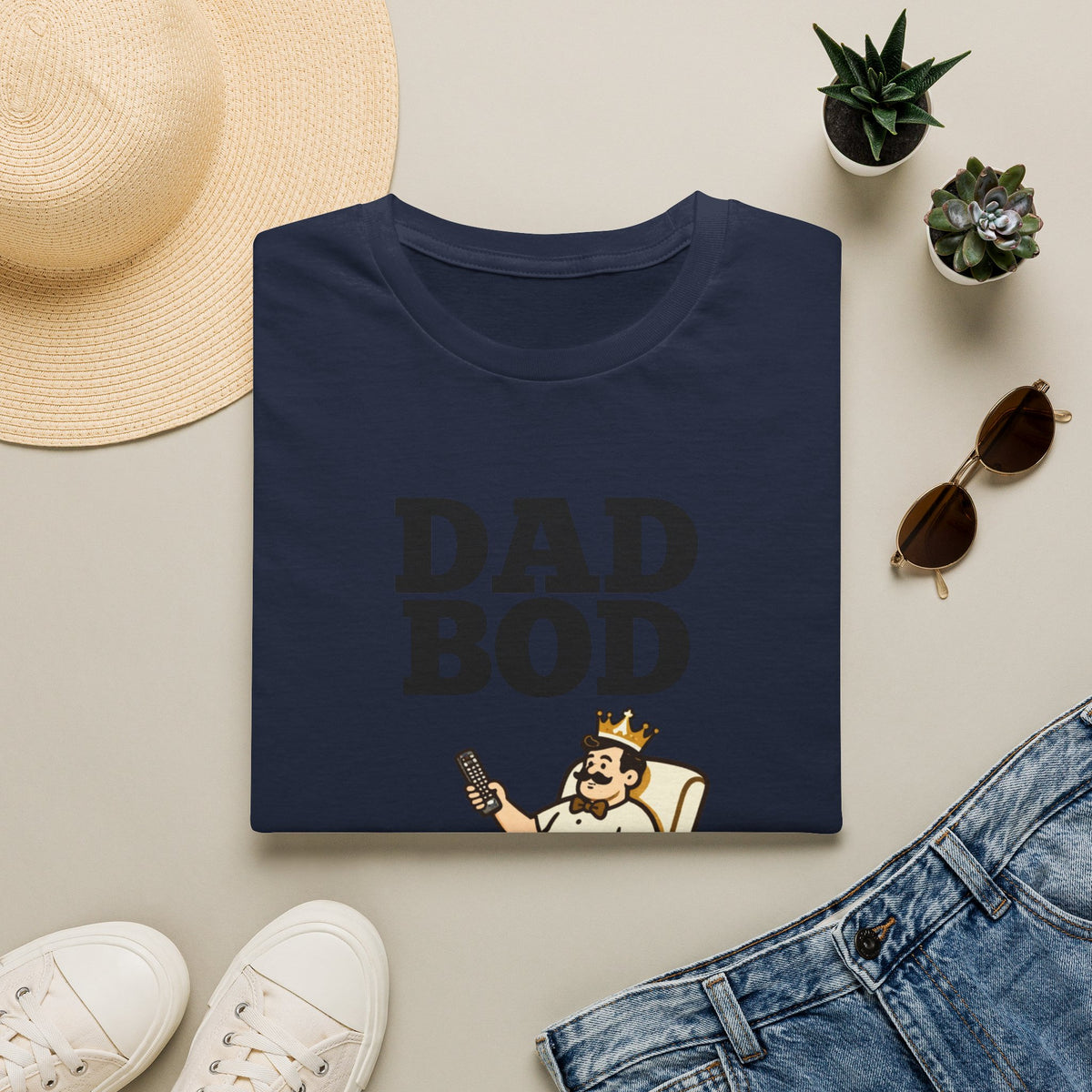 Dad Bod King illustration T-Shirt | Father Figure typography tee
