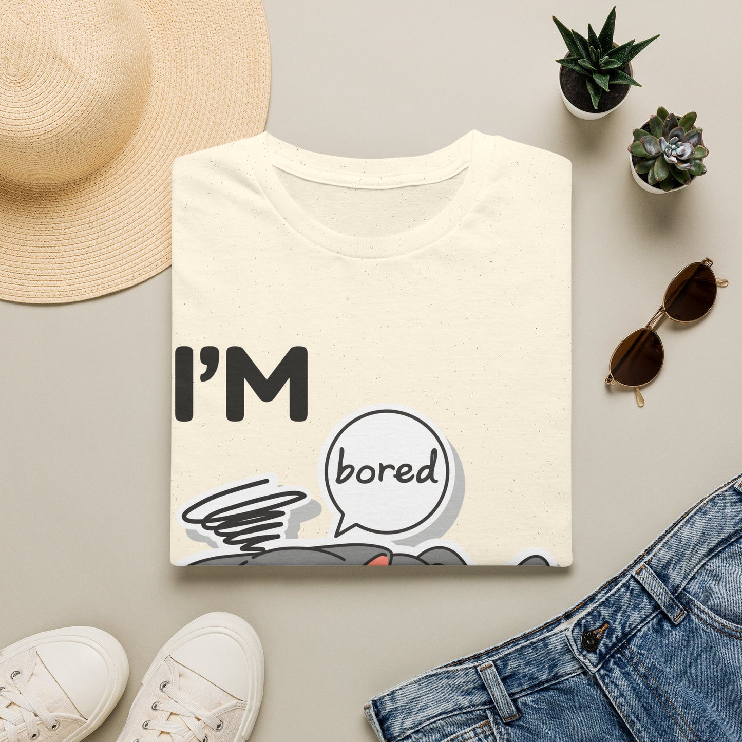 I'm Bored Sleeping Cat T-Shirt | Cute Kawaii Cat Illustration