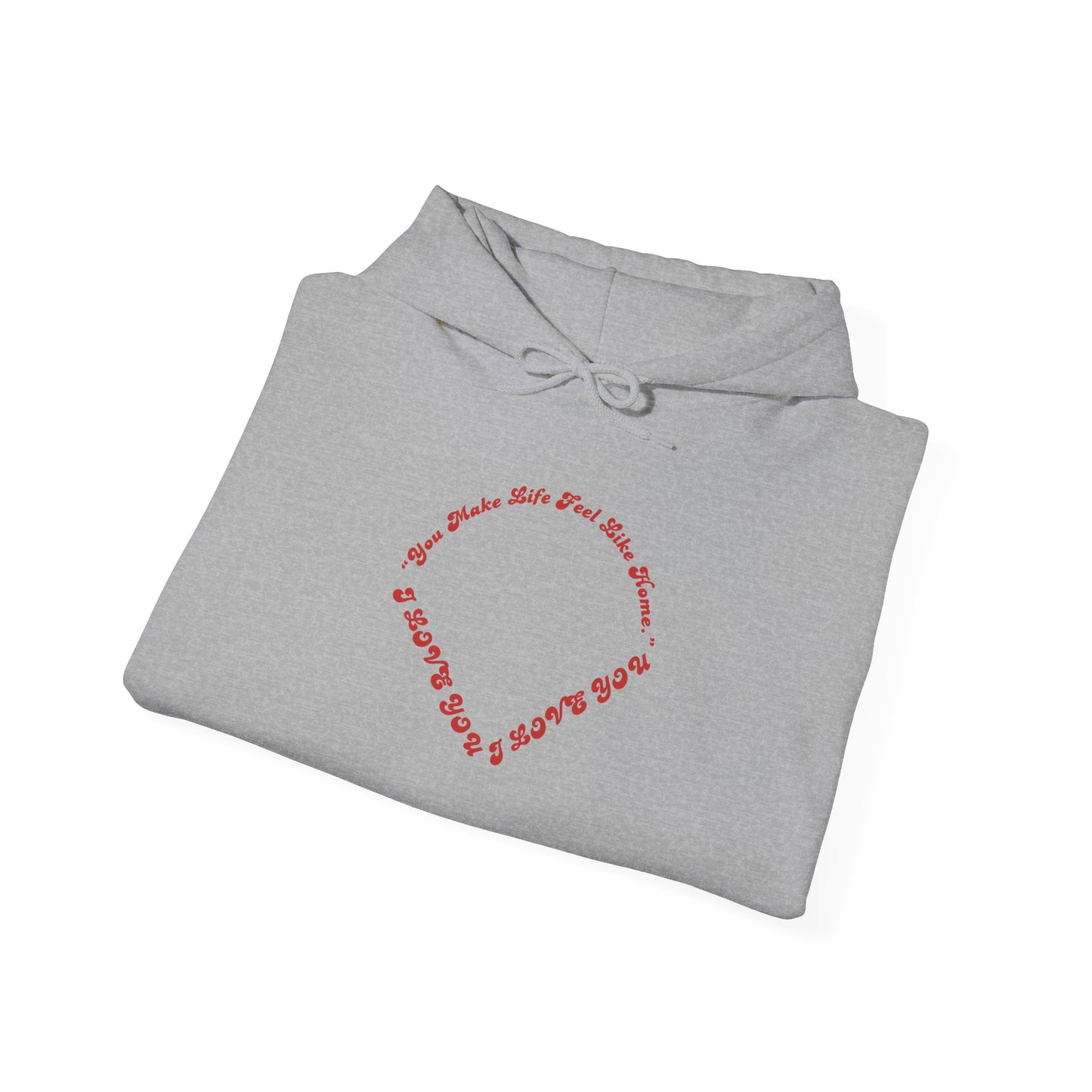 Heart Script Hoodie — Minimal Heart Text Graphic Pullover