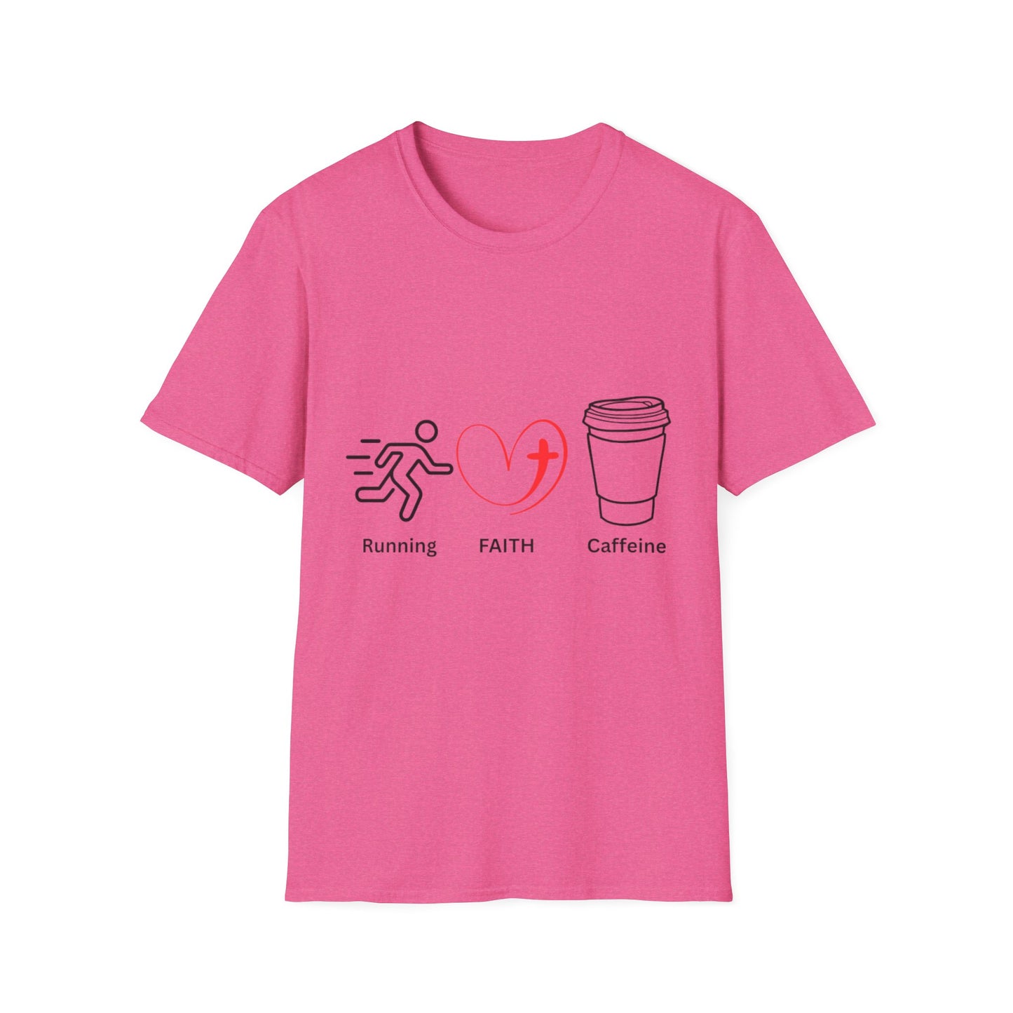 Running Faith Caffeine T-Shirt, Motivational Fitness Tee, Gift for Runners, Christian Apparel, Inspirational Workouts