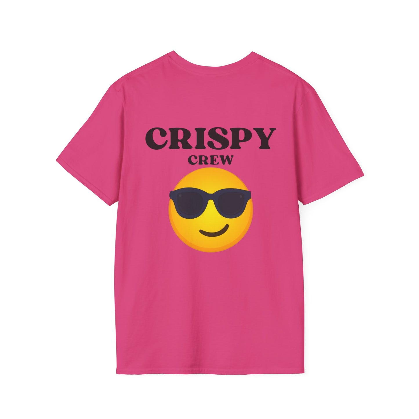 Crispy Crew Unisex Softstyle T-Shirt, Funny Emoji Tee, Casual Summer Shirt, Gift for Friends, Relaxed Fit Clothing