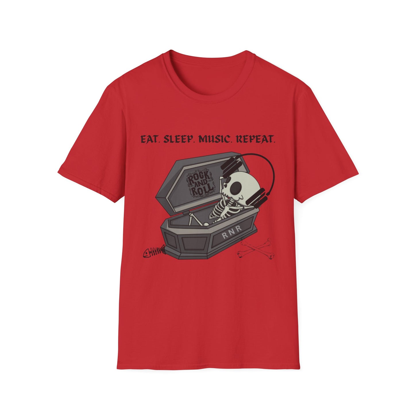 Skeleton Music Vibes Unisex Softstyle T-Shirt | Rock Music Lovers Tee, Concert Shirt, Halloween Apparel, Gift for Musicians