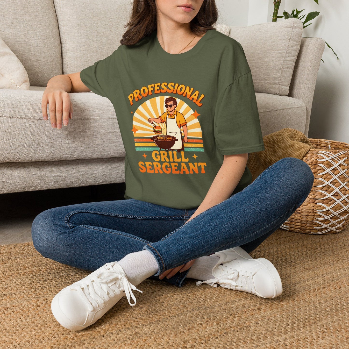 Professional Grill Sergeant T-Shirt | BBQ Chef Illustration