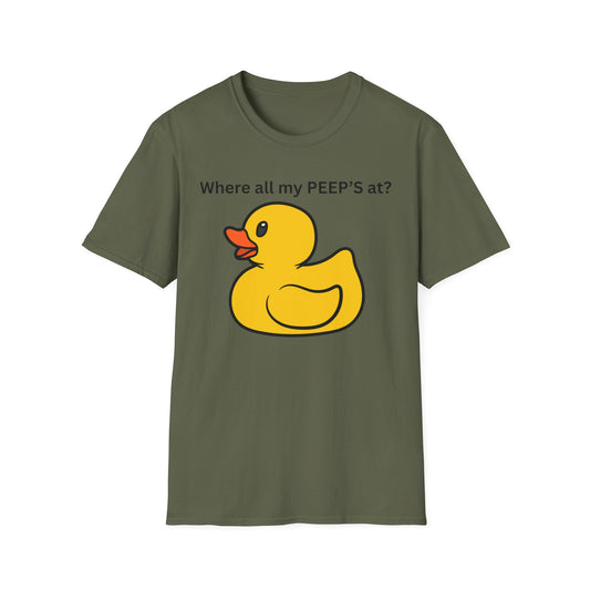 Cute Duck T-Shirt - Where All My PEEP'S At? | Fun Gift for Animal Lovers, Spring Celebrations, Easter