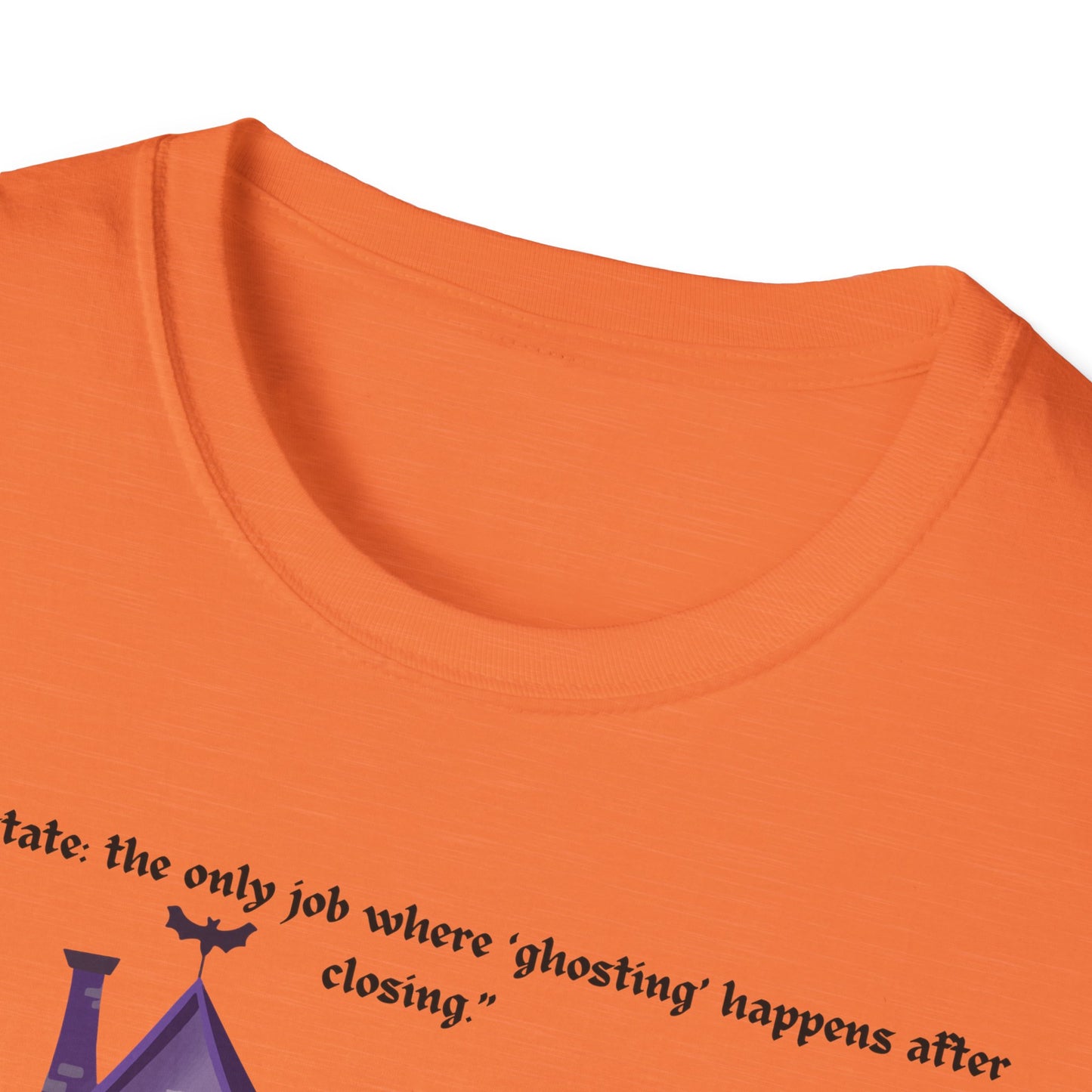 REAL ESTATE Halloween Haunted House T-Shirt, Unisex Softstyle Tee, Spooky Shirt, Fall Festivities, Trick or Treat Apparel