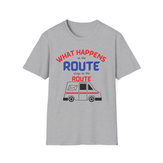 Fun Route Adventure T-Shirt, Casual Tee, Travel Shirt, Road Trip Gift, What Happens on the Route Tee, Unisex Gift Idea