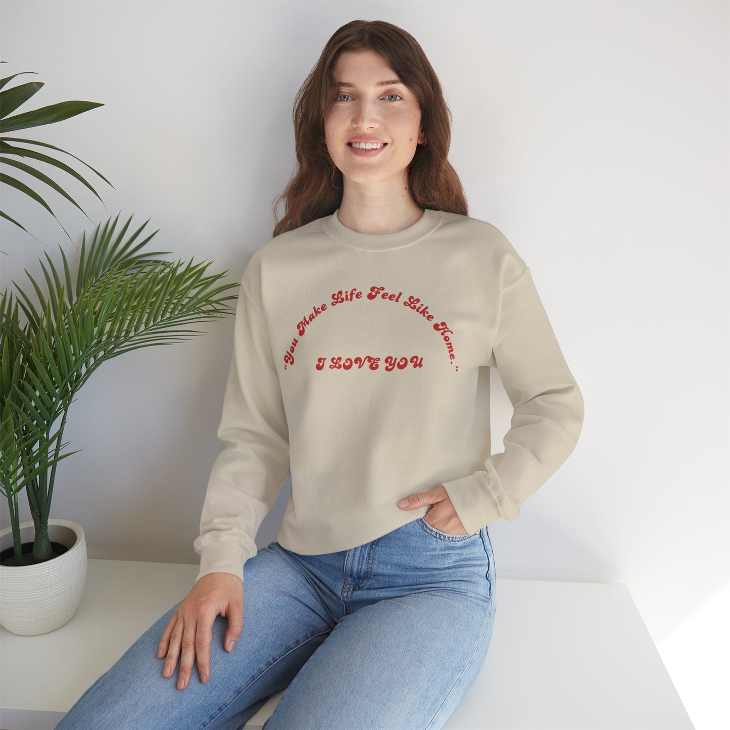 I Love You Crewneck Sweatshirt — Retro Red Script Valentine Sweatshirt