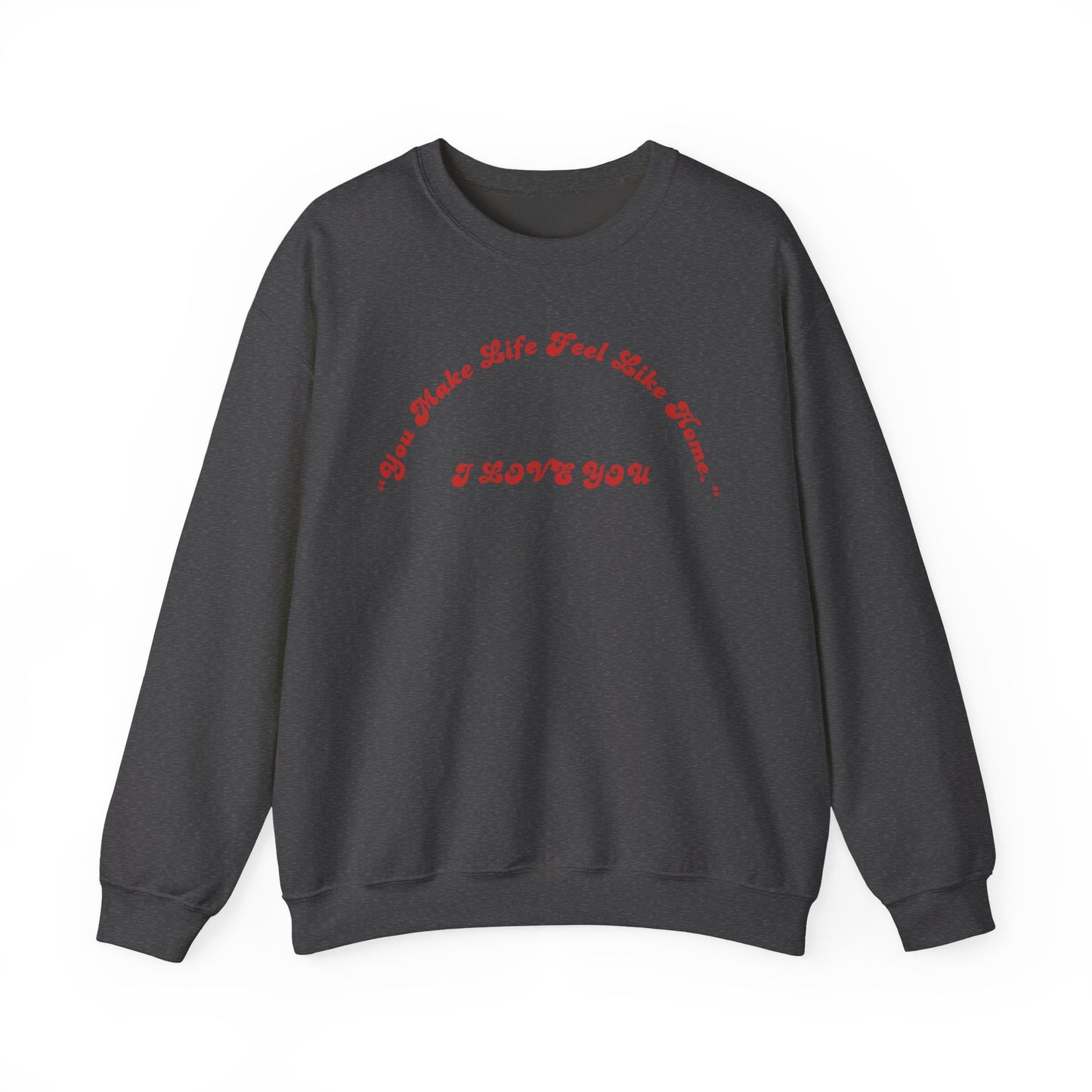 I Love You Crewneck Sweatshirt — Retro Red Script Valentine Sweatshirt