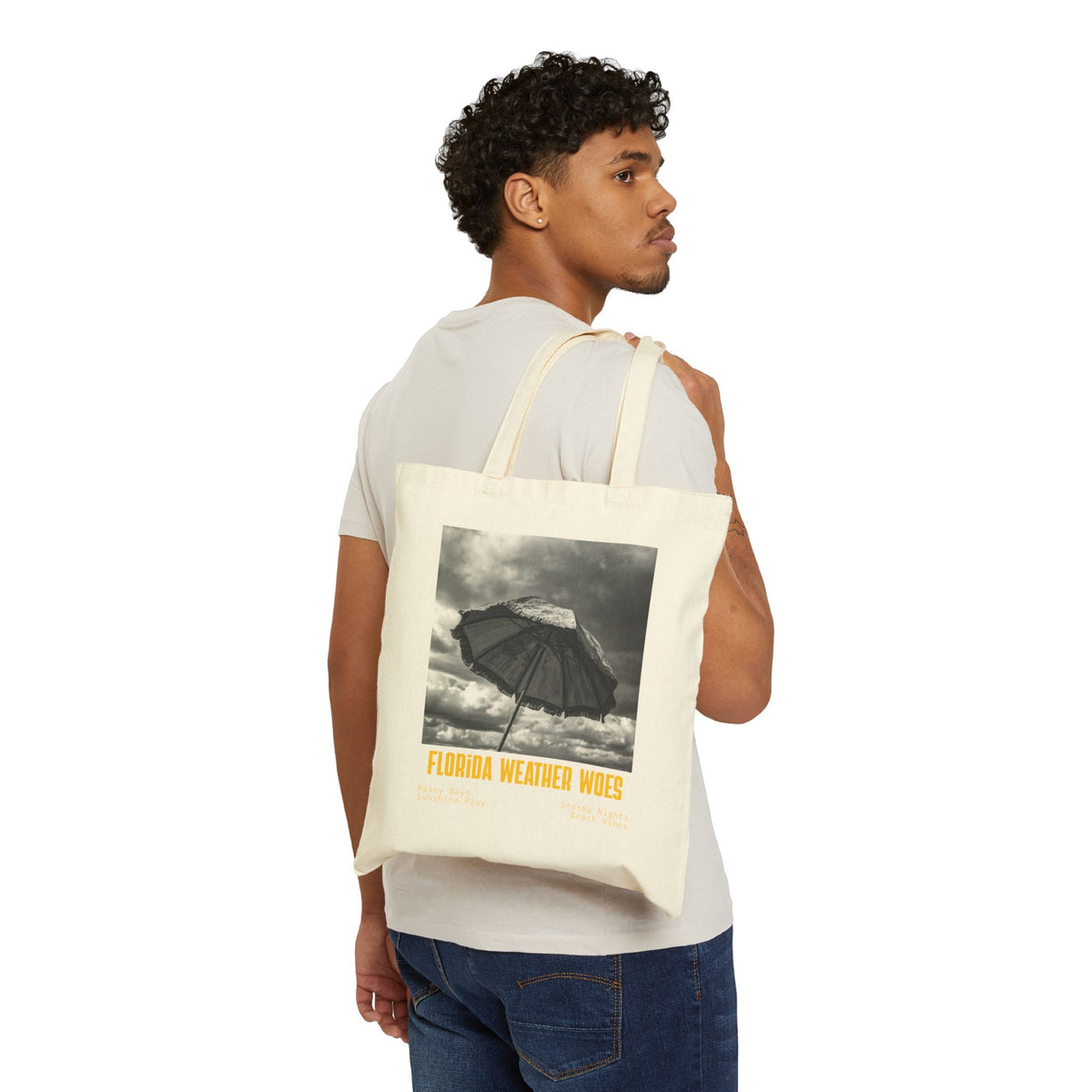 Florida Weather Woes Tote Bag | Vintage Umbrella Beach Photo